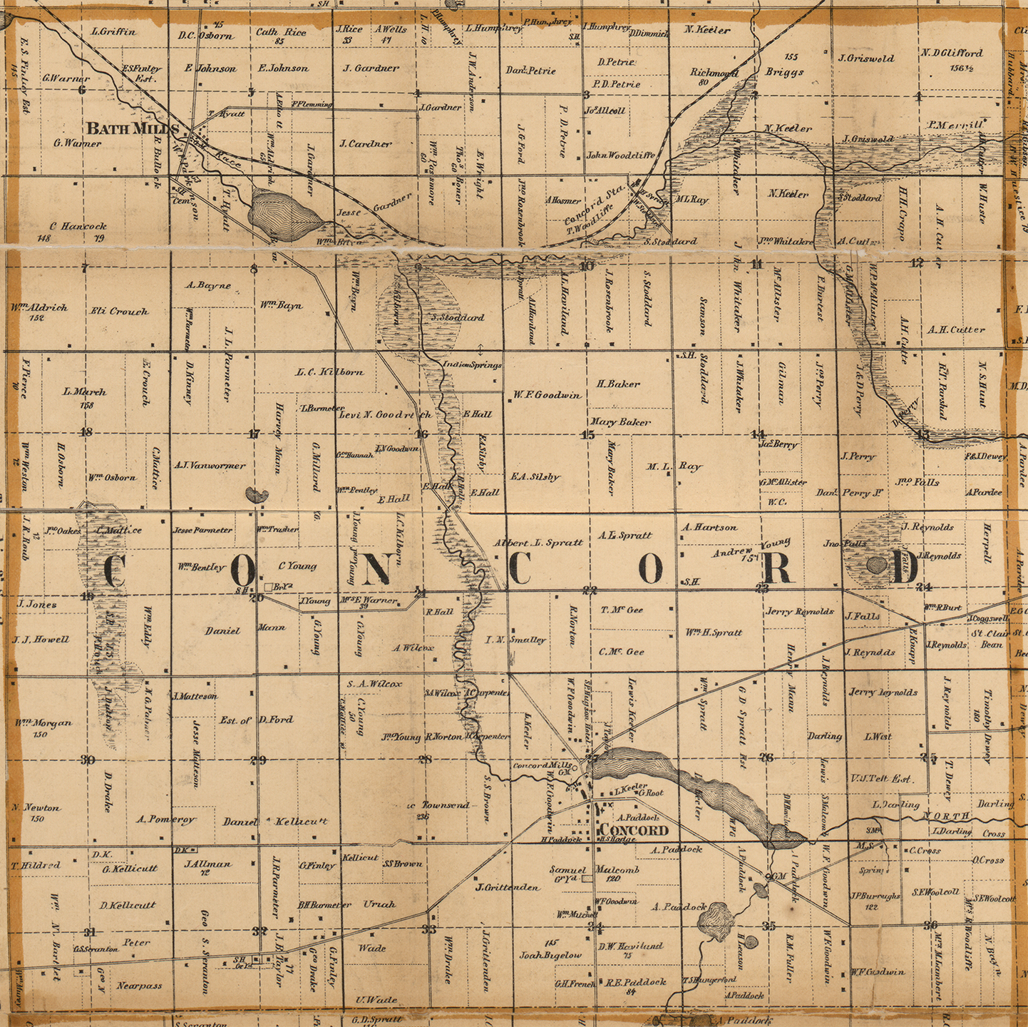 1858 Concord Township, Michigan landownership map