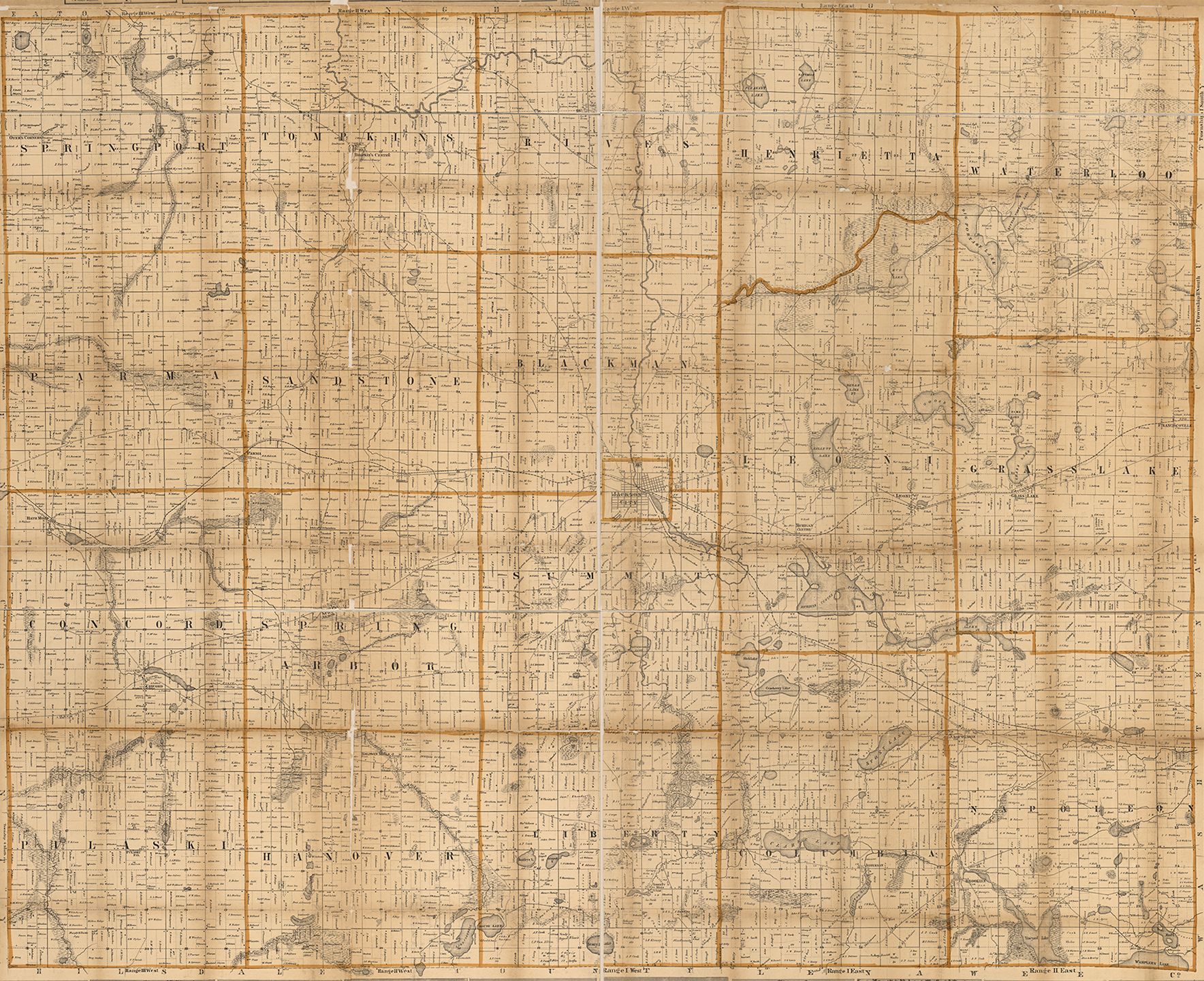 1858 Jackson County Michigan landownership map