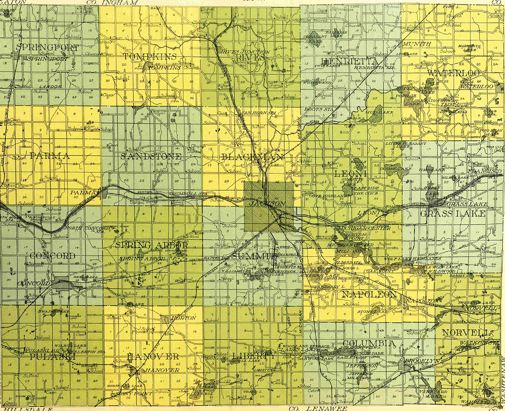 1911 Jackson County Michigan landownership map