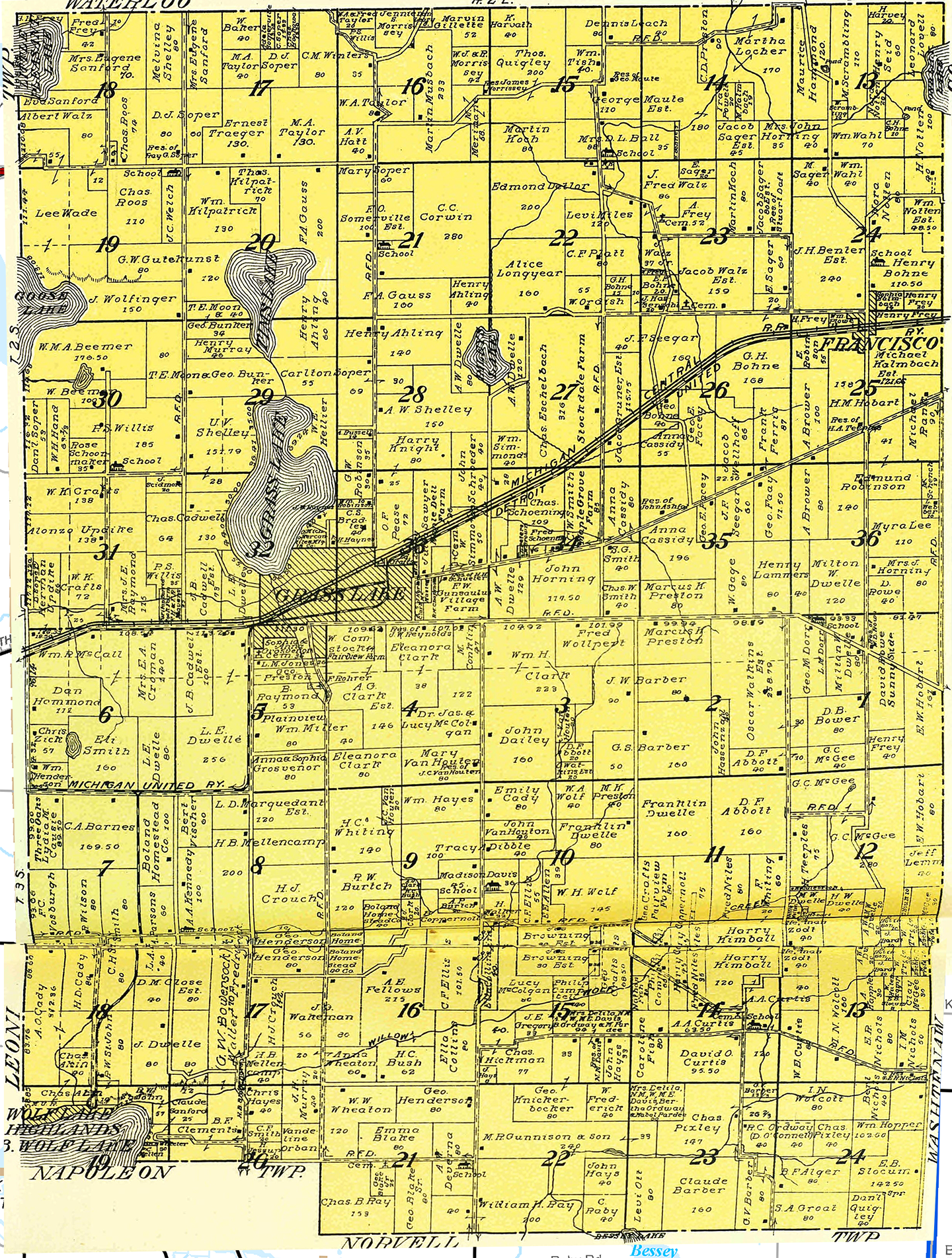 1911 GrassLake Township, Michigan landownership map