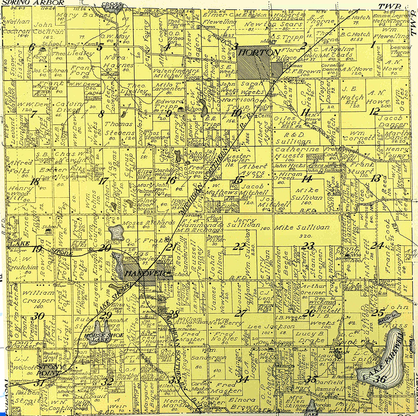 1911 Hanover Township, Michigan landownership map