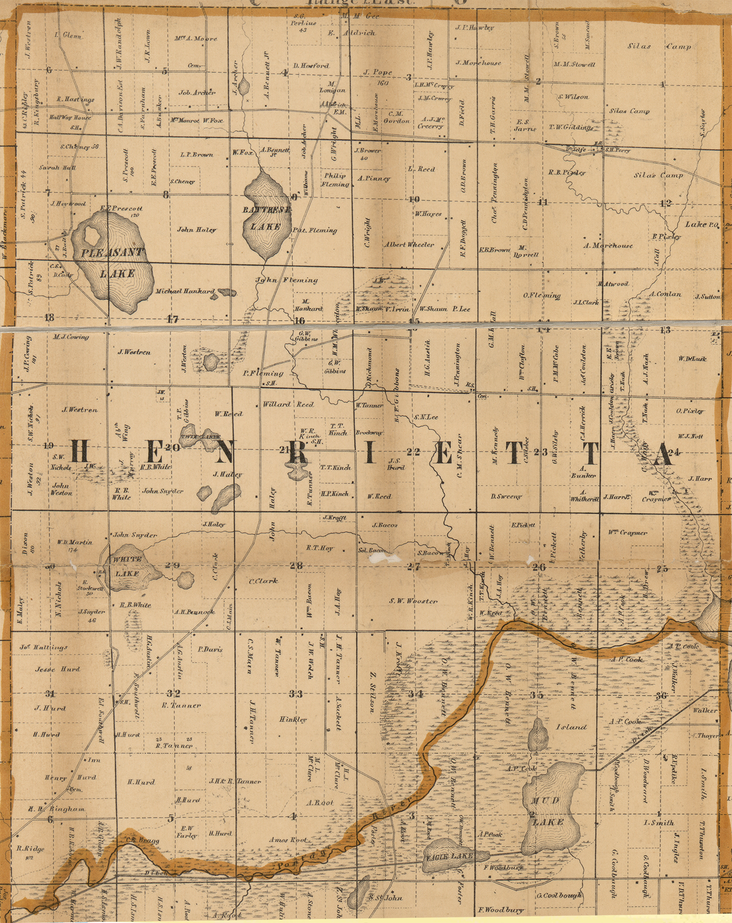1858 Henrietta Township, Michigan landownership map