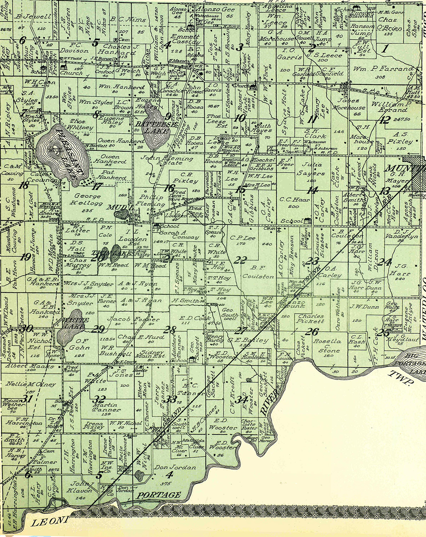 1911 Henrietta Township, Michigan landownership map