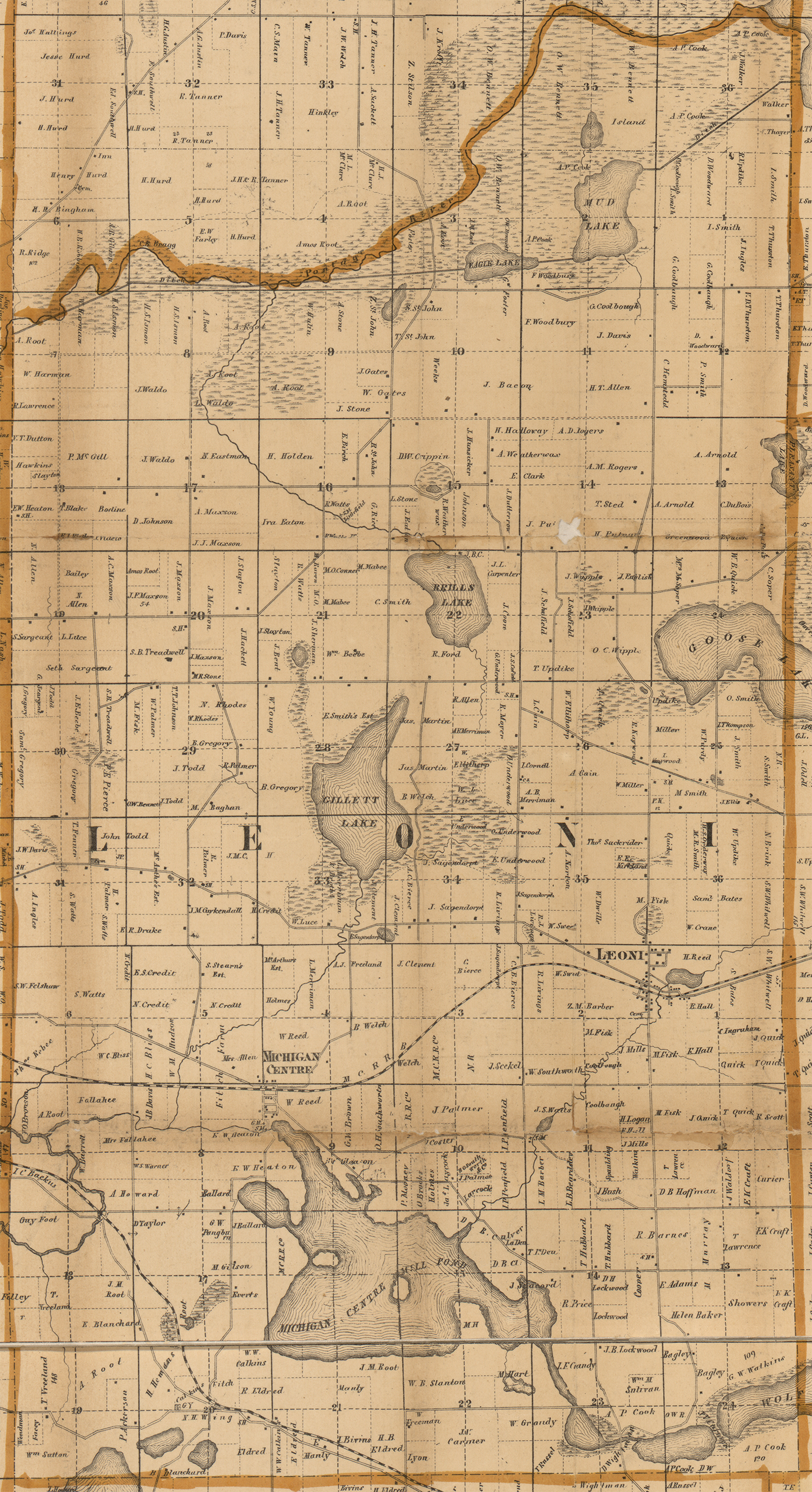 1858 Leoni Township, Michigan landownership map