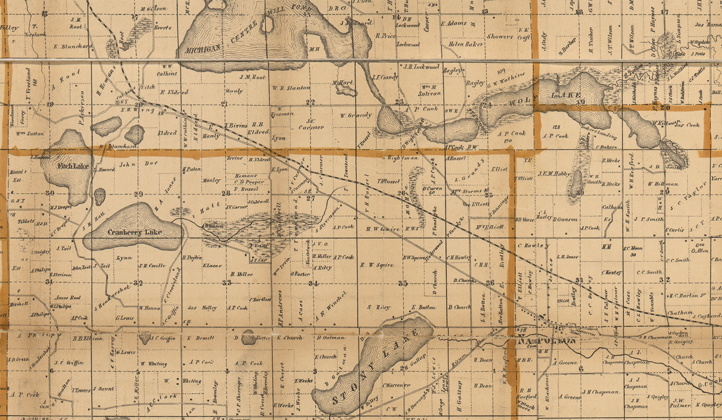 1858 Napoleon Township, Michigan landownership map