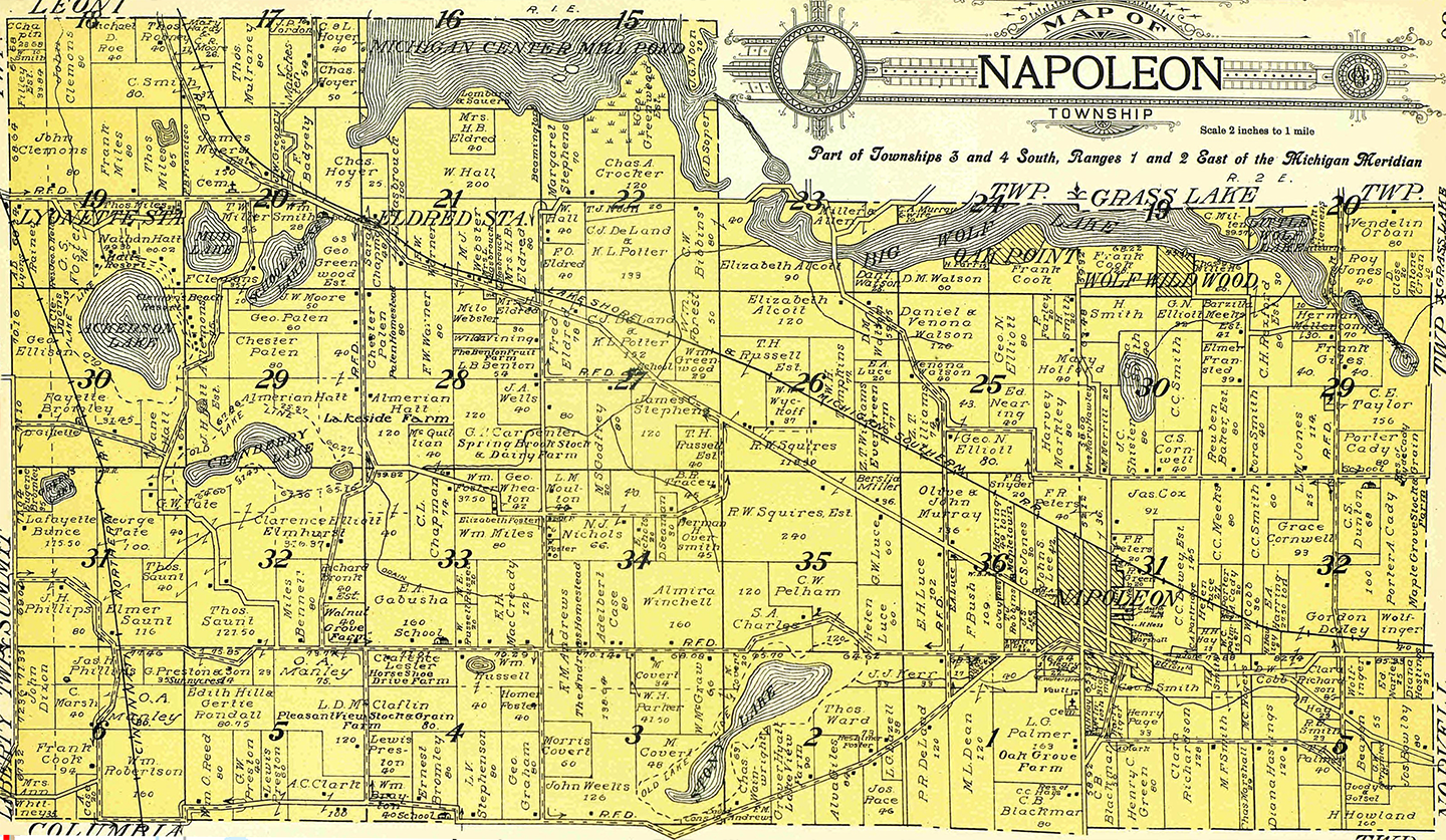 1911 Napoleon Township, Michigan landownership map