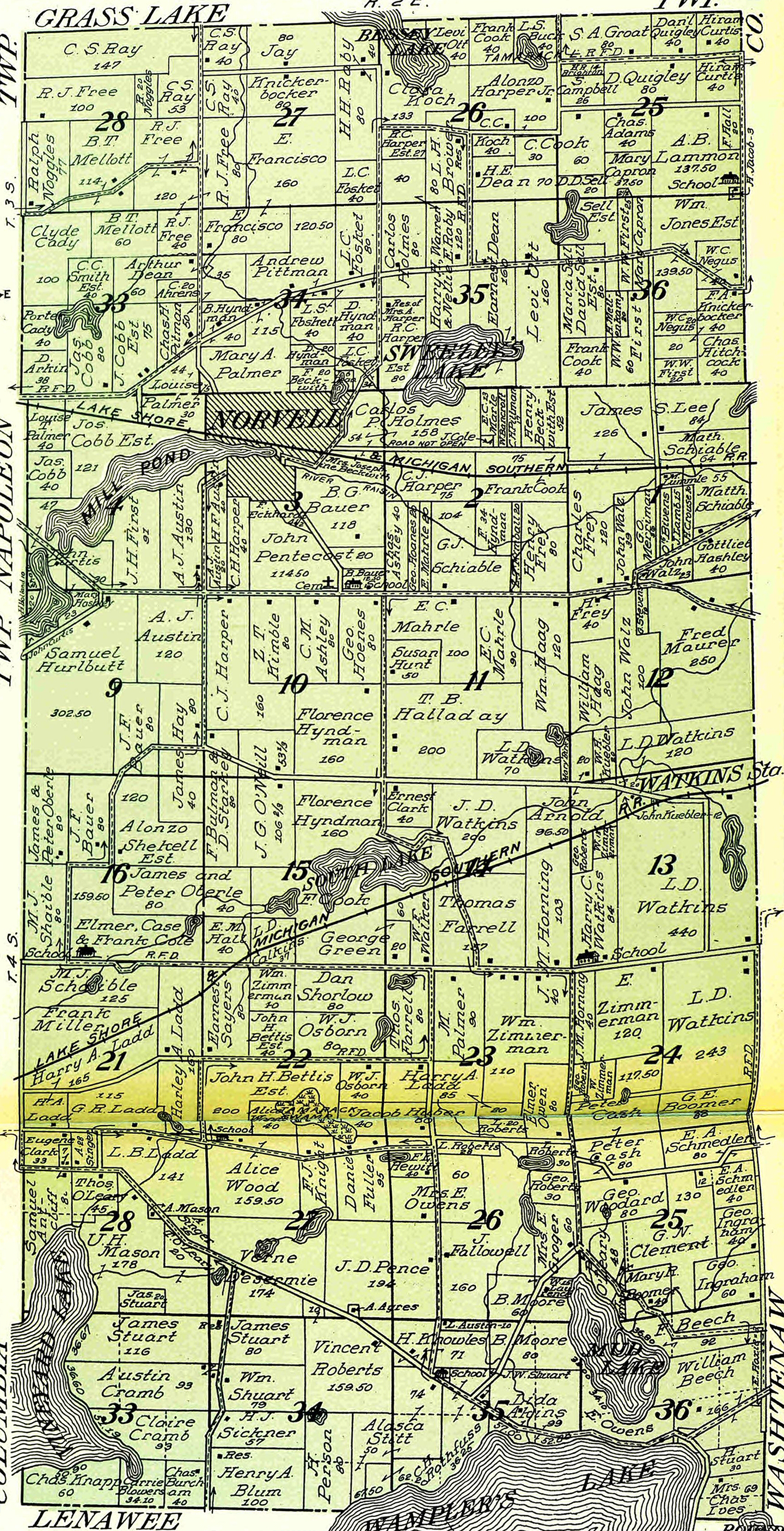 1911 Norvel Township, Michigan landownership map