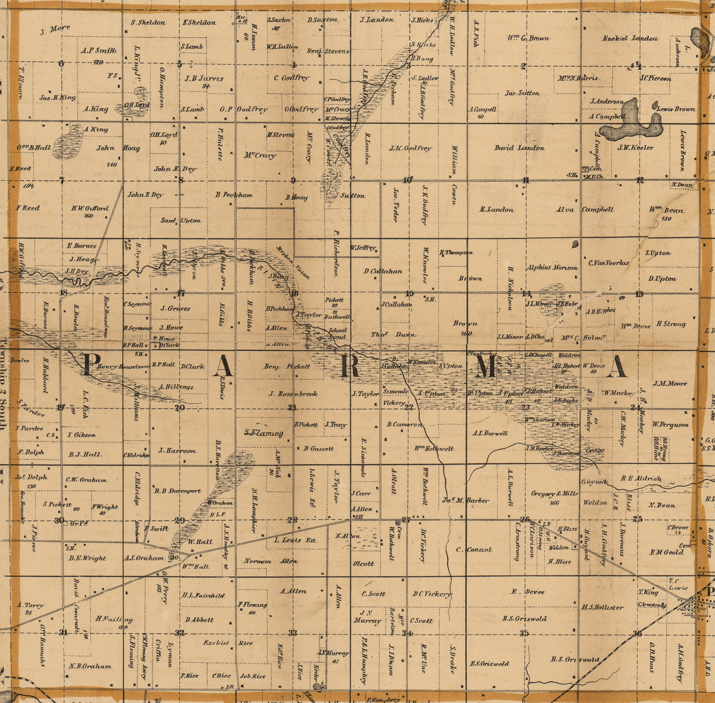 1858 Parma Township, Michigan landownership map