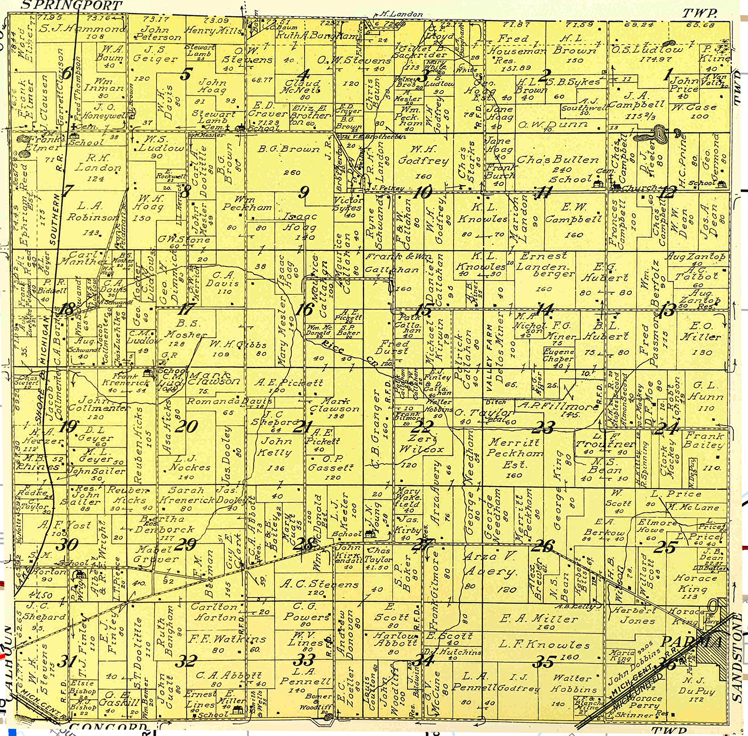 1911 Parma Township, Michigan landownership map