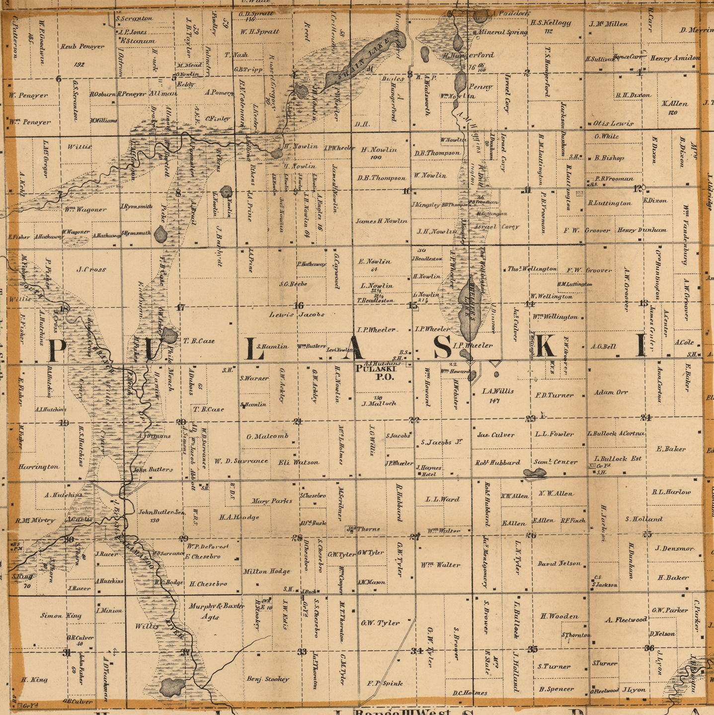 1858 Pulaski Township, Michigan landownership map