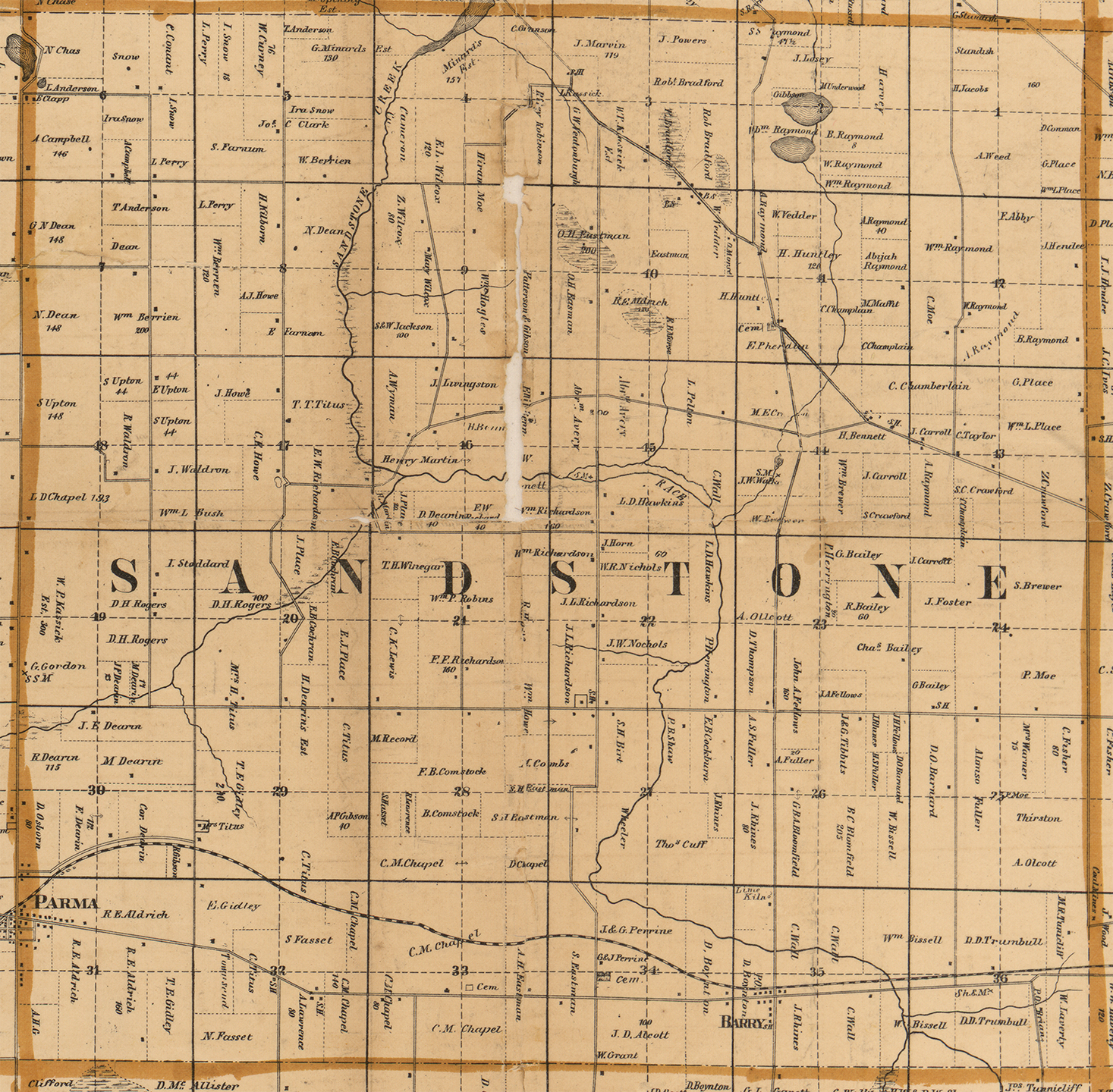1858 Sandstone Township, Michigan landownership map
