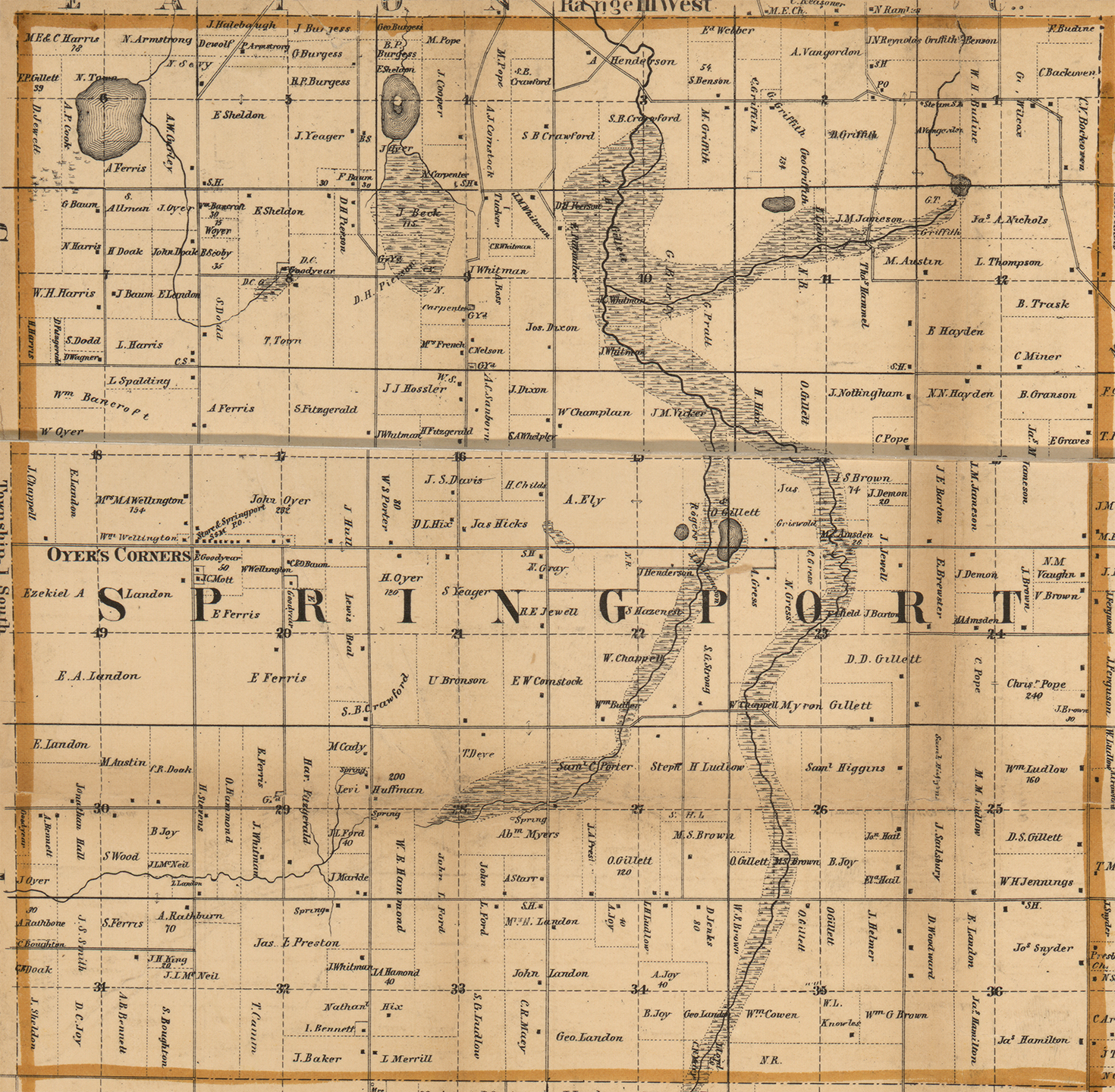 1858 Springport Township, Michigan landownership map