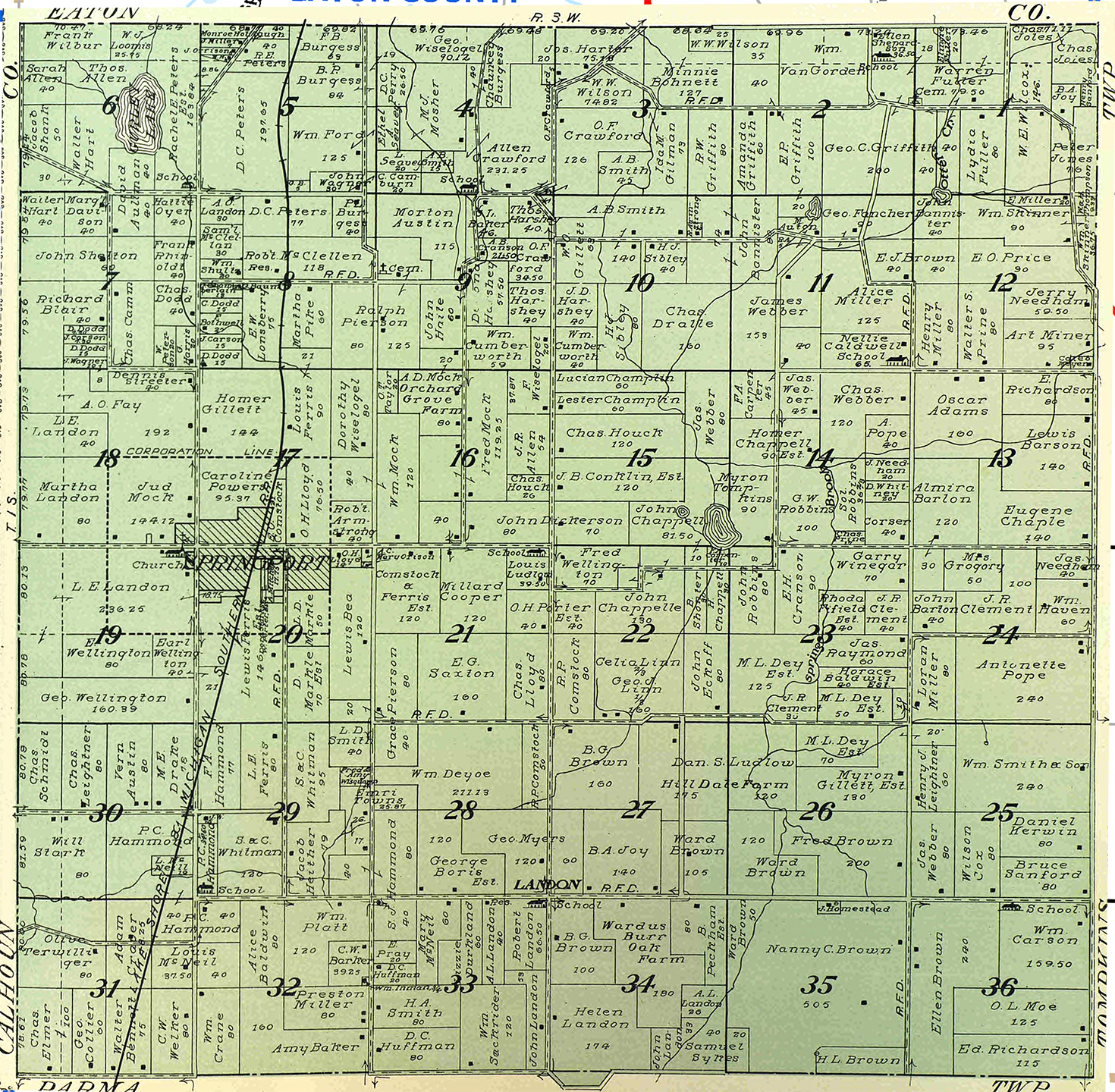 1911 Springport Township, Michigan landownership map