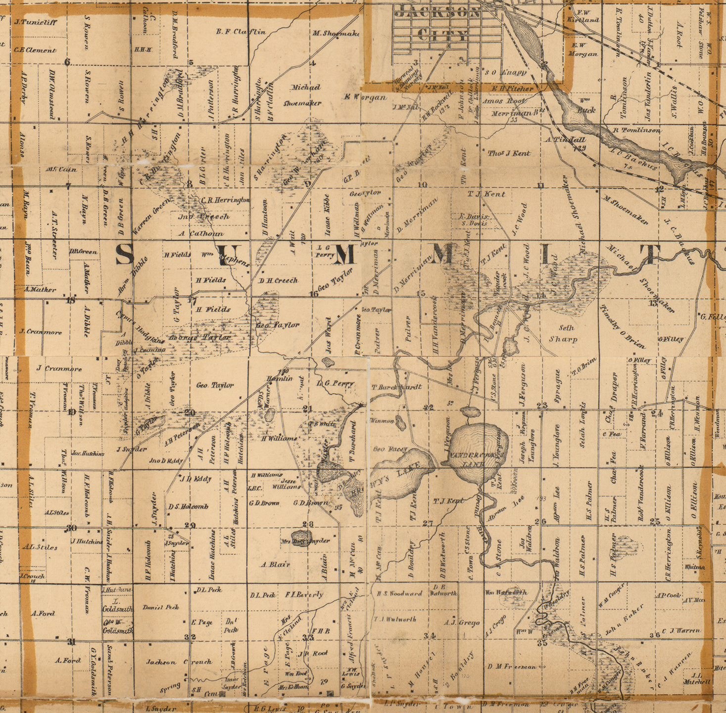 1858 Summit Township, Michigan landownership map