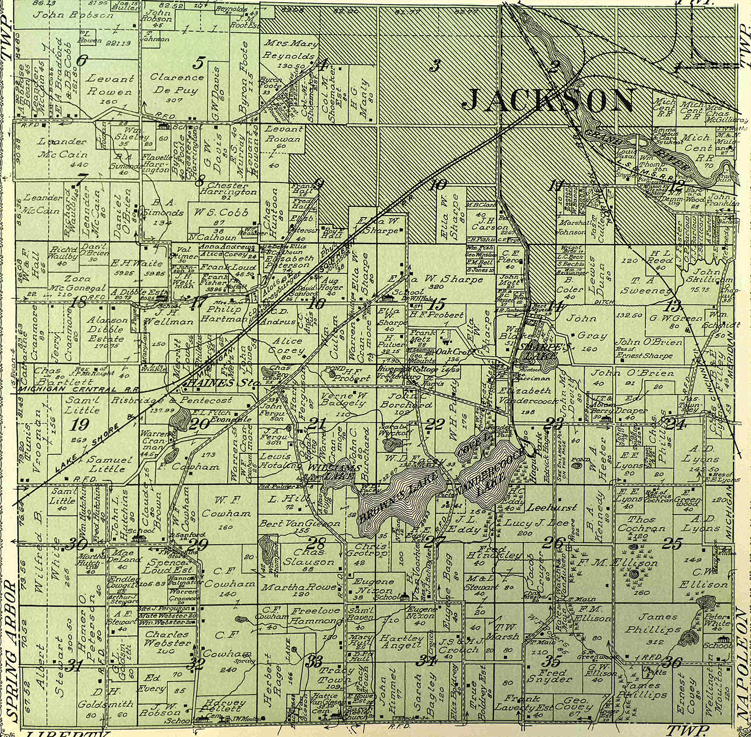 1911 Summit Township, Michigan landownership map