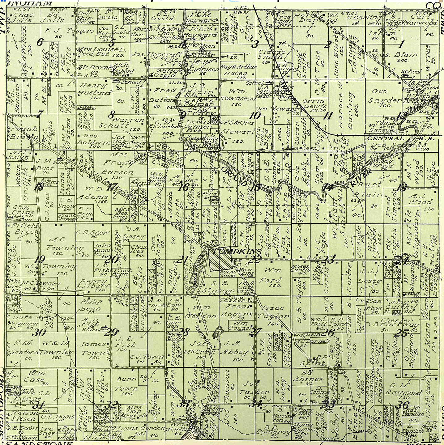 1911 Tompkins Township, Michigan landownership map