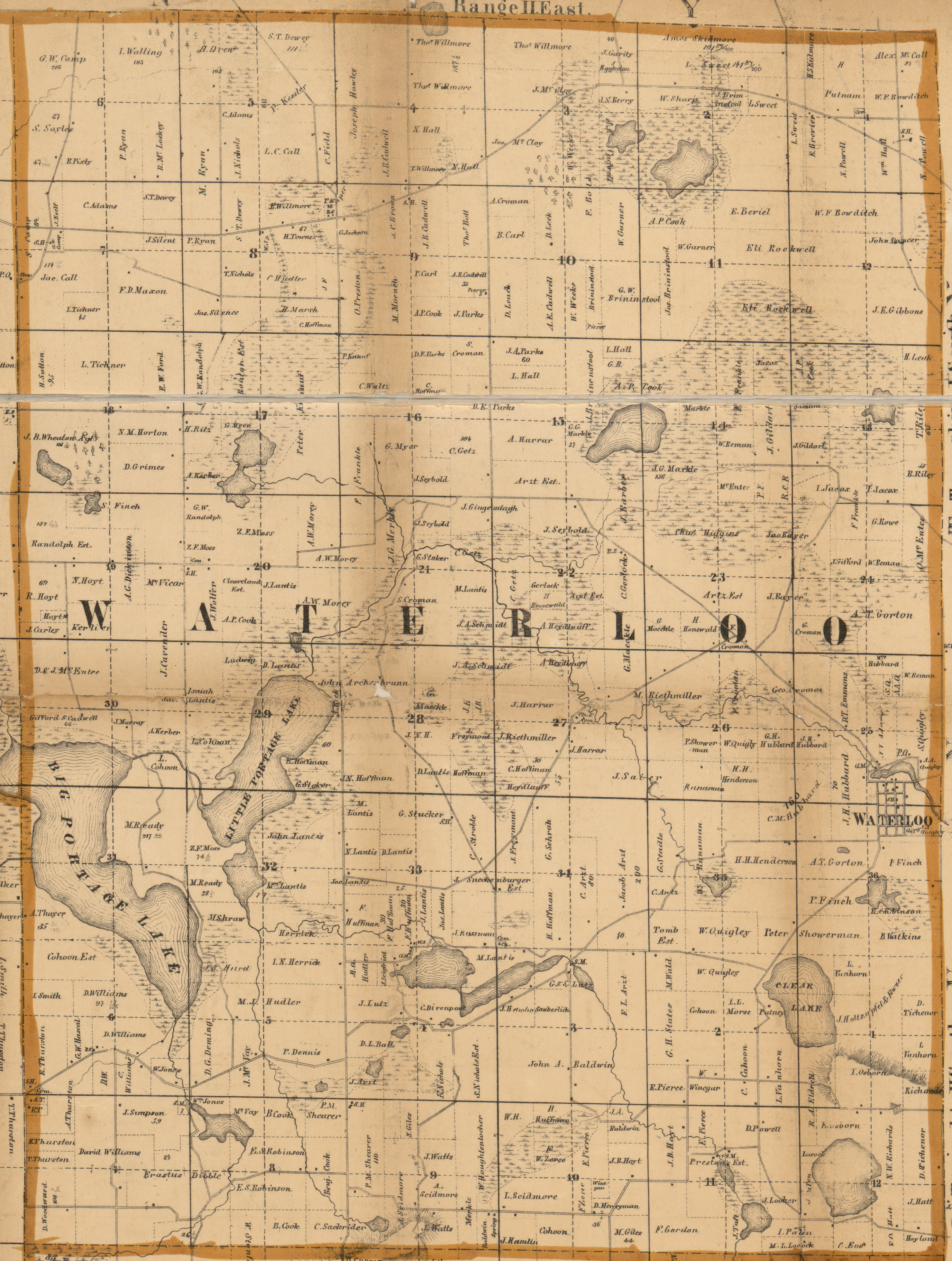1858 Waterloo Township, Michigan landownership map
