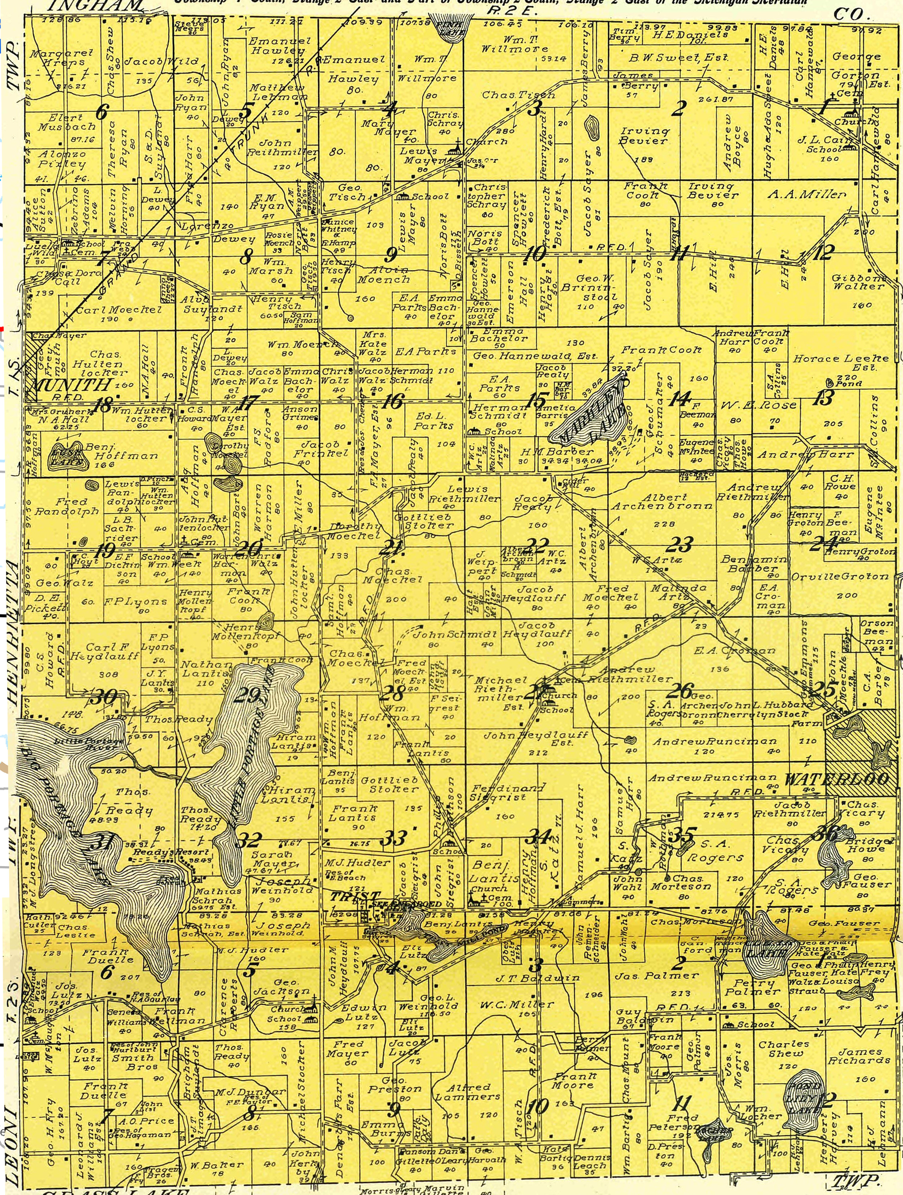 1911 Waterloo Township, Michigan landownership map