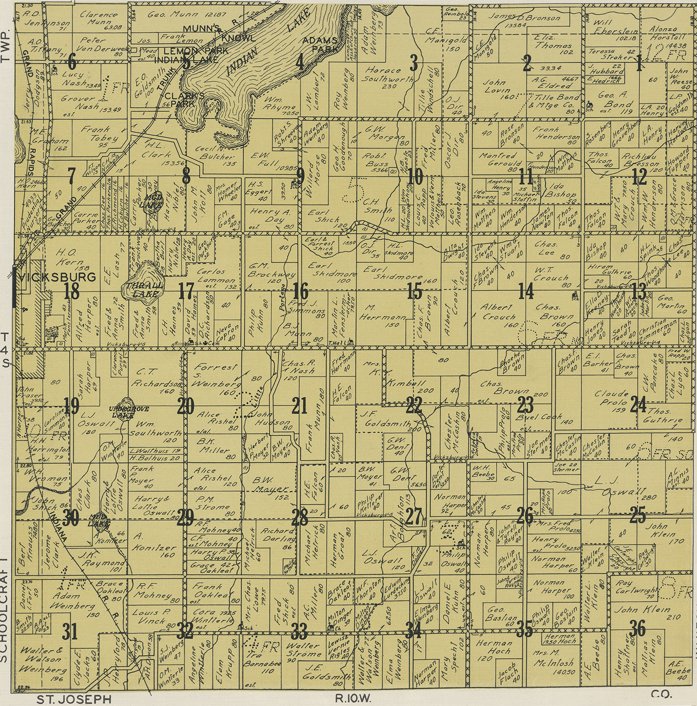 1928 Brady Township Michigan landownership map