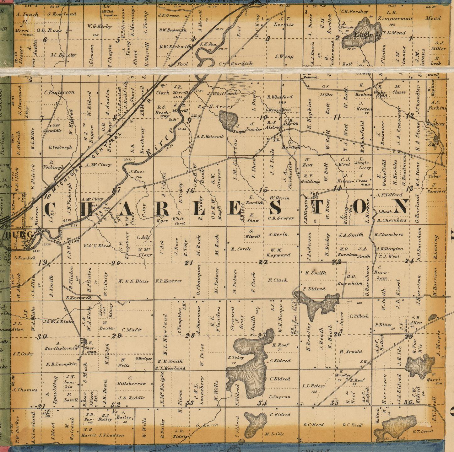 1861 Charleston Township Michigan landownership map