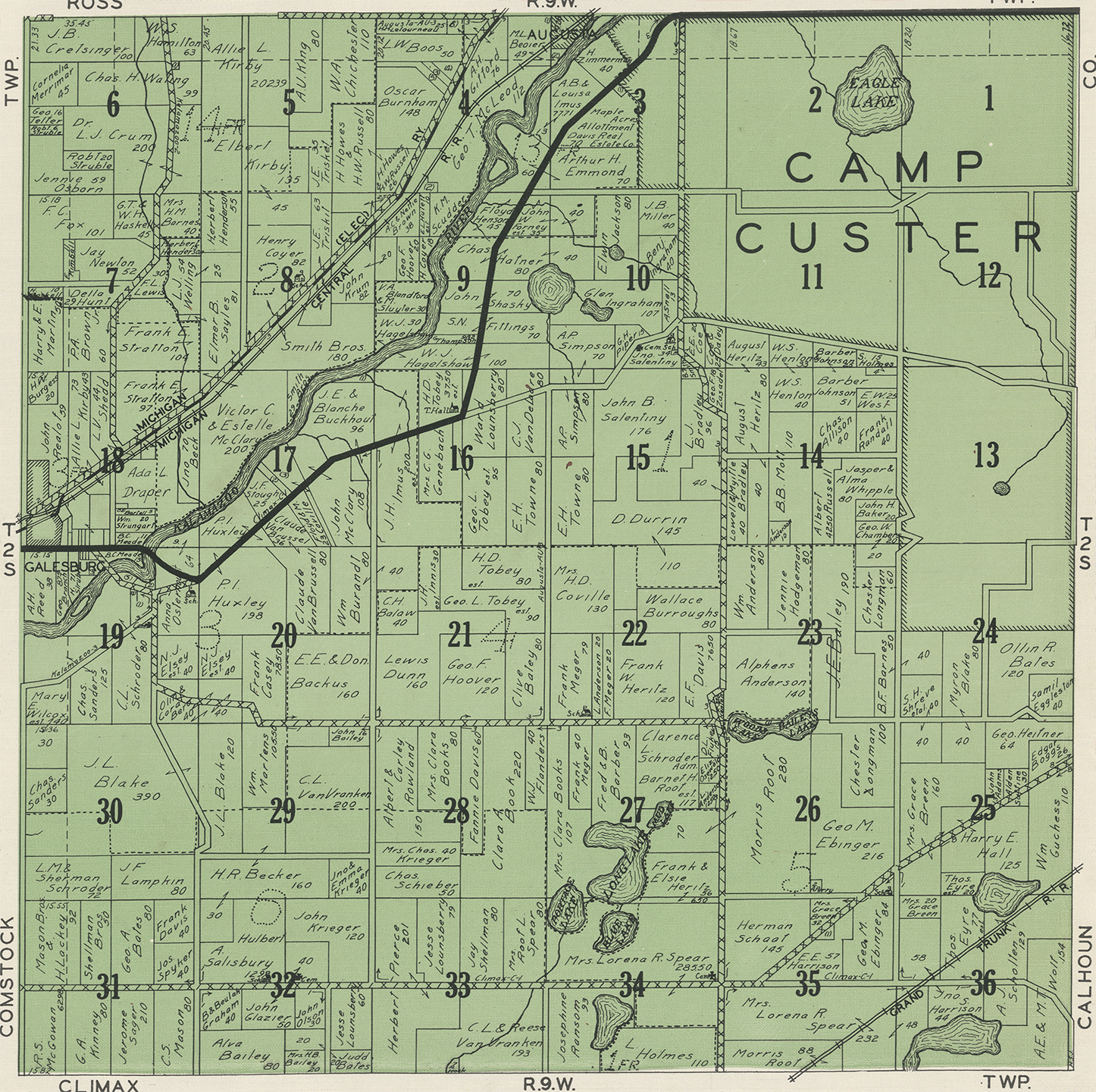 1928 Charleston Township Michigan landownership map