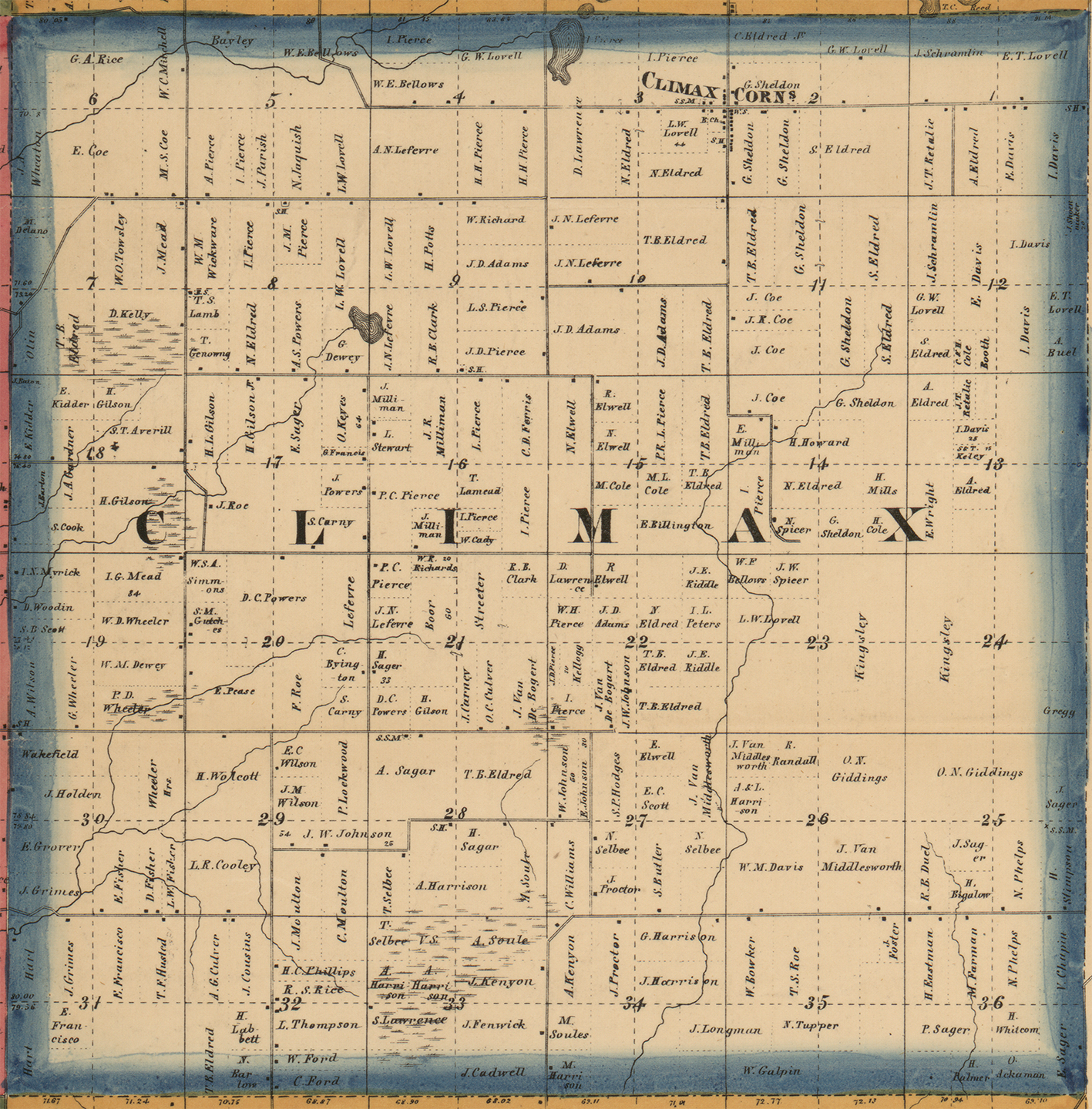 1861 Climax Township Michigan landownership map