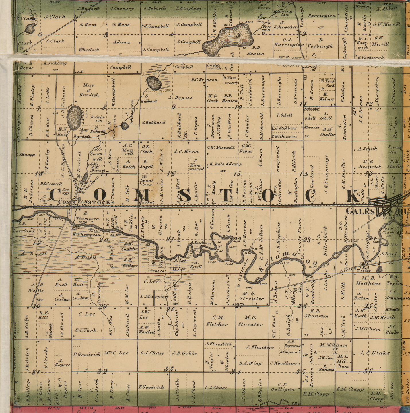 1861 Comstock Township Michigan landownership map