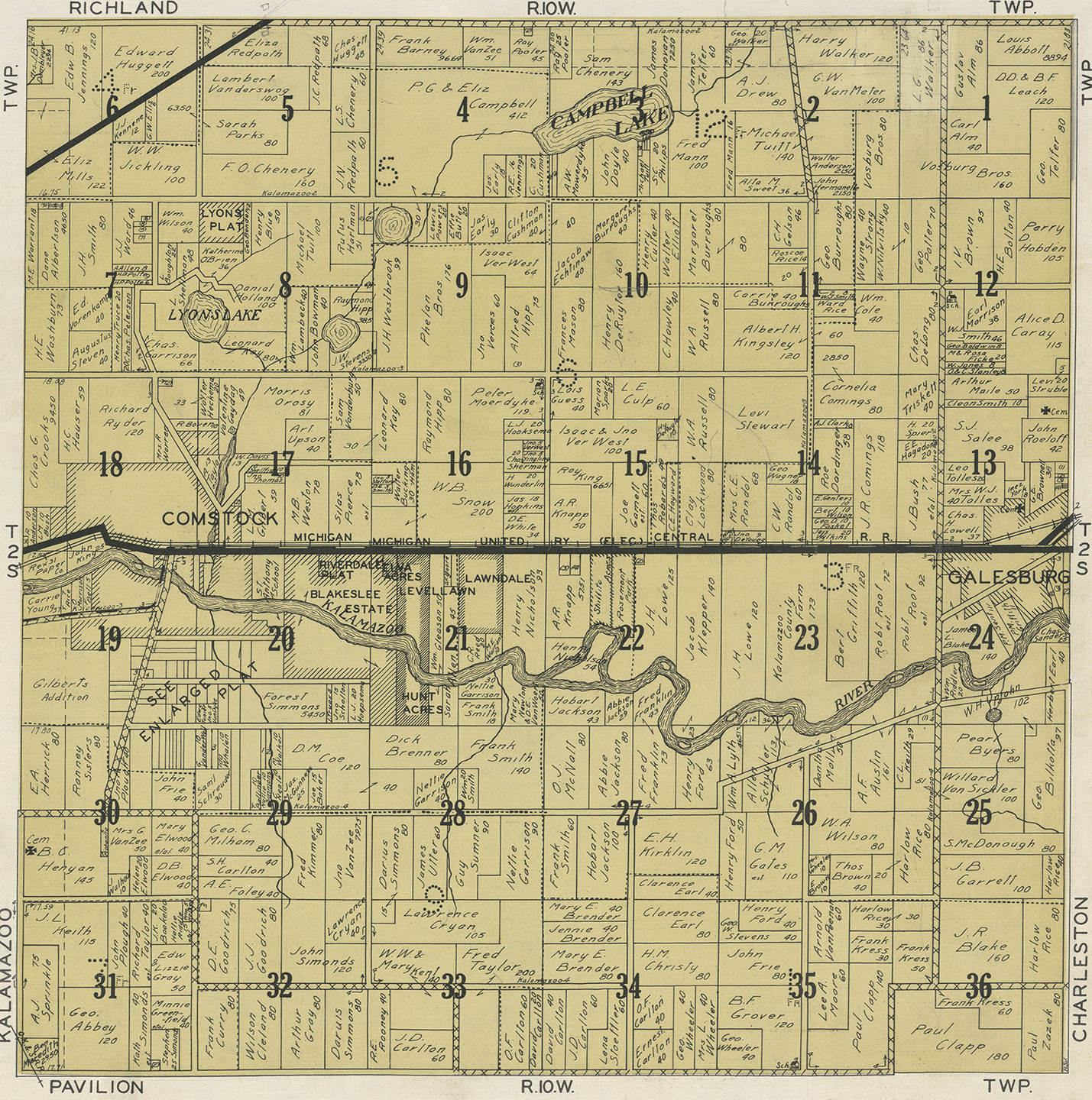 1928 Comstock Township Michigan landownership map