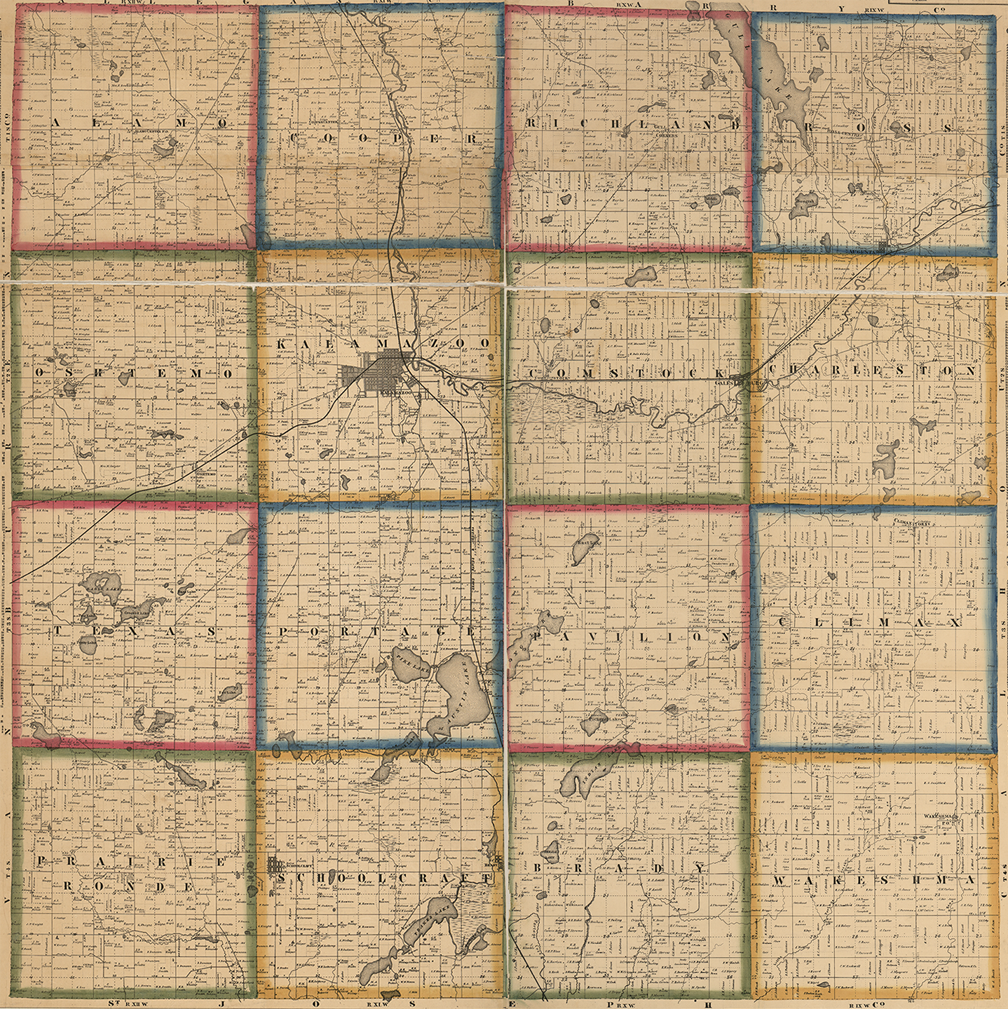 1861 Kalamazoo County Michigan landownership map
