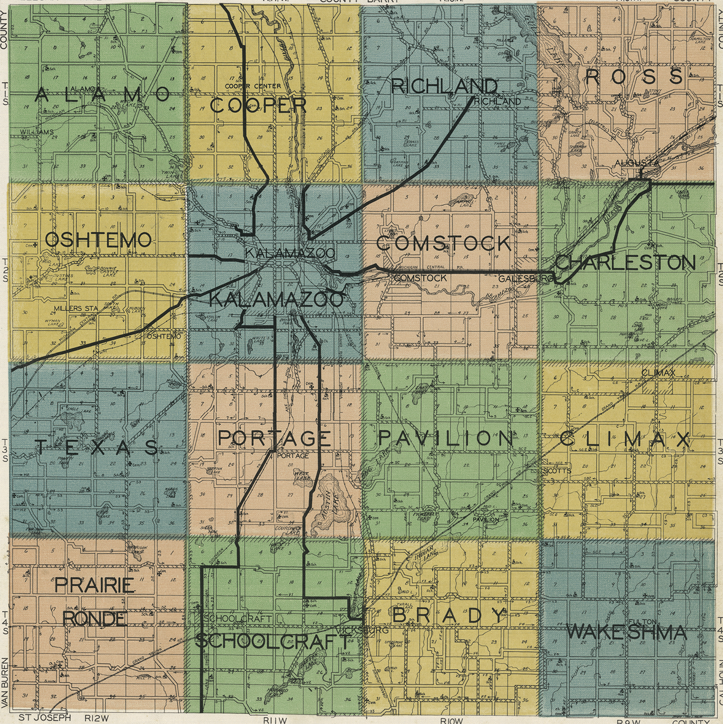 1928 Kalamazoo County Michigan landownership map