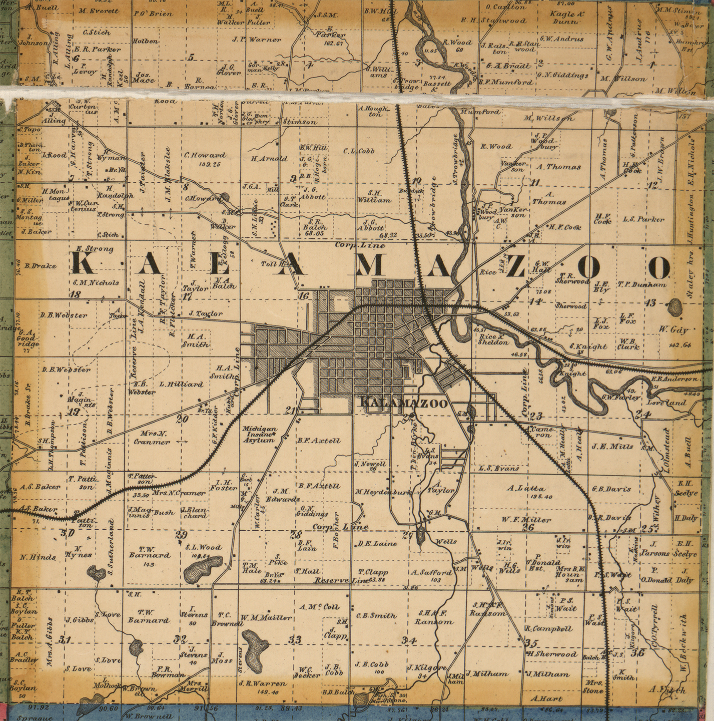1861 Kalamazoo Township Michigan landownership map