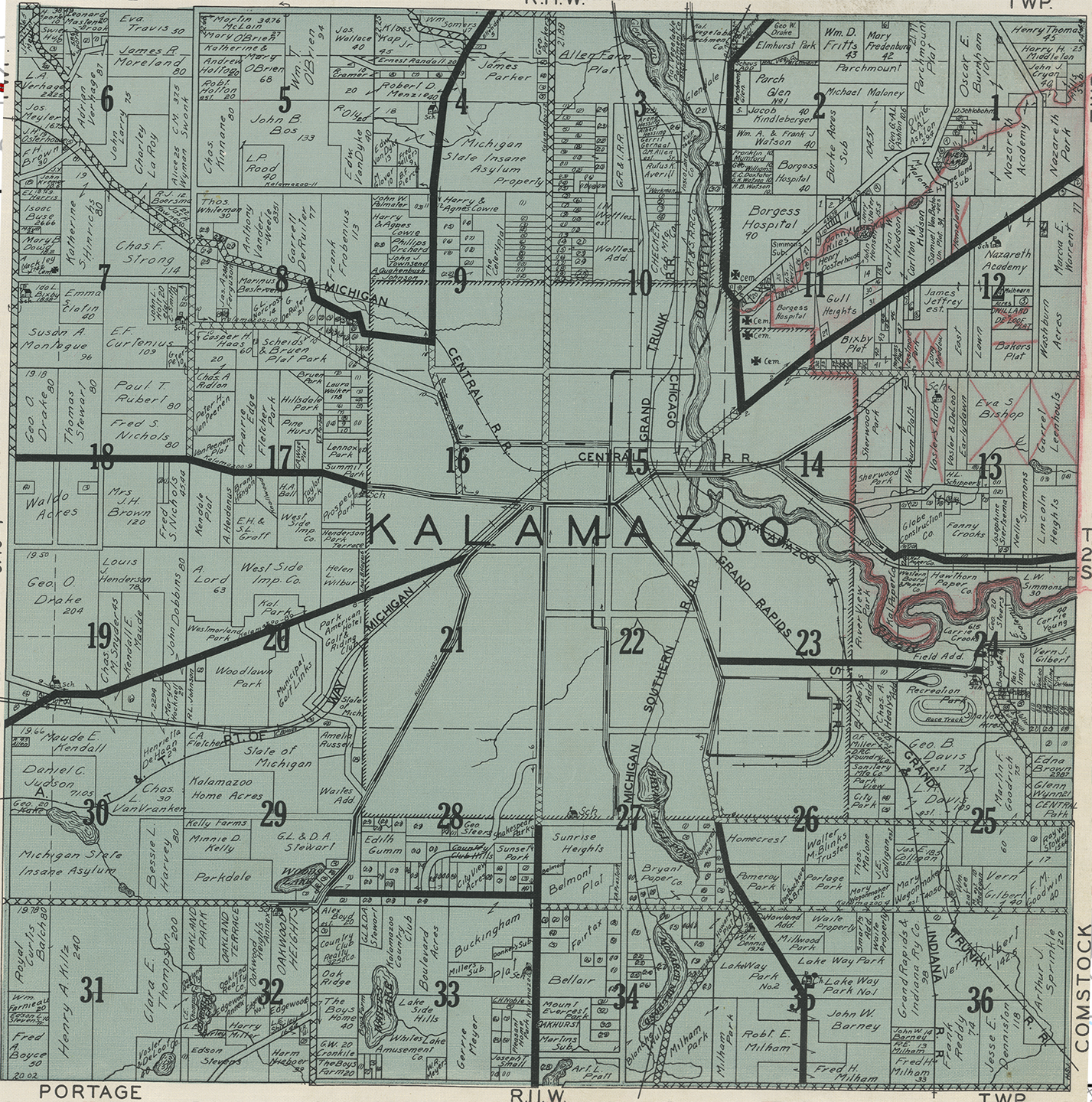 1928 Kalamazoo Township Michigan landownership map