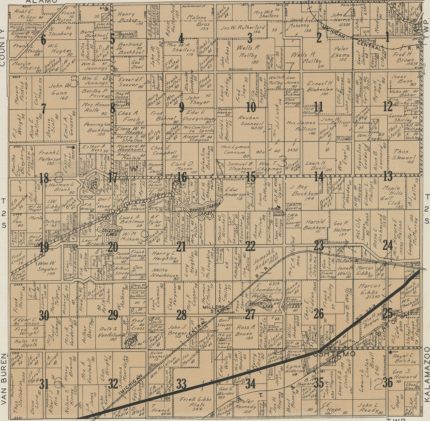 1928 Oshtemo Township Michigan landownership map