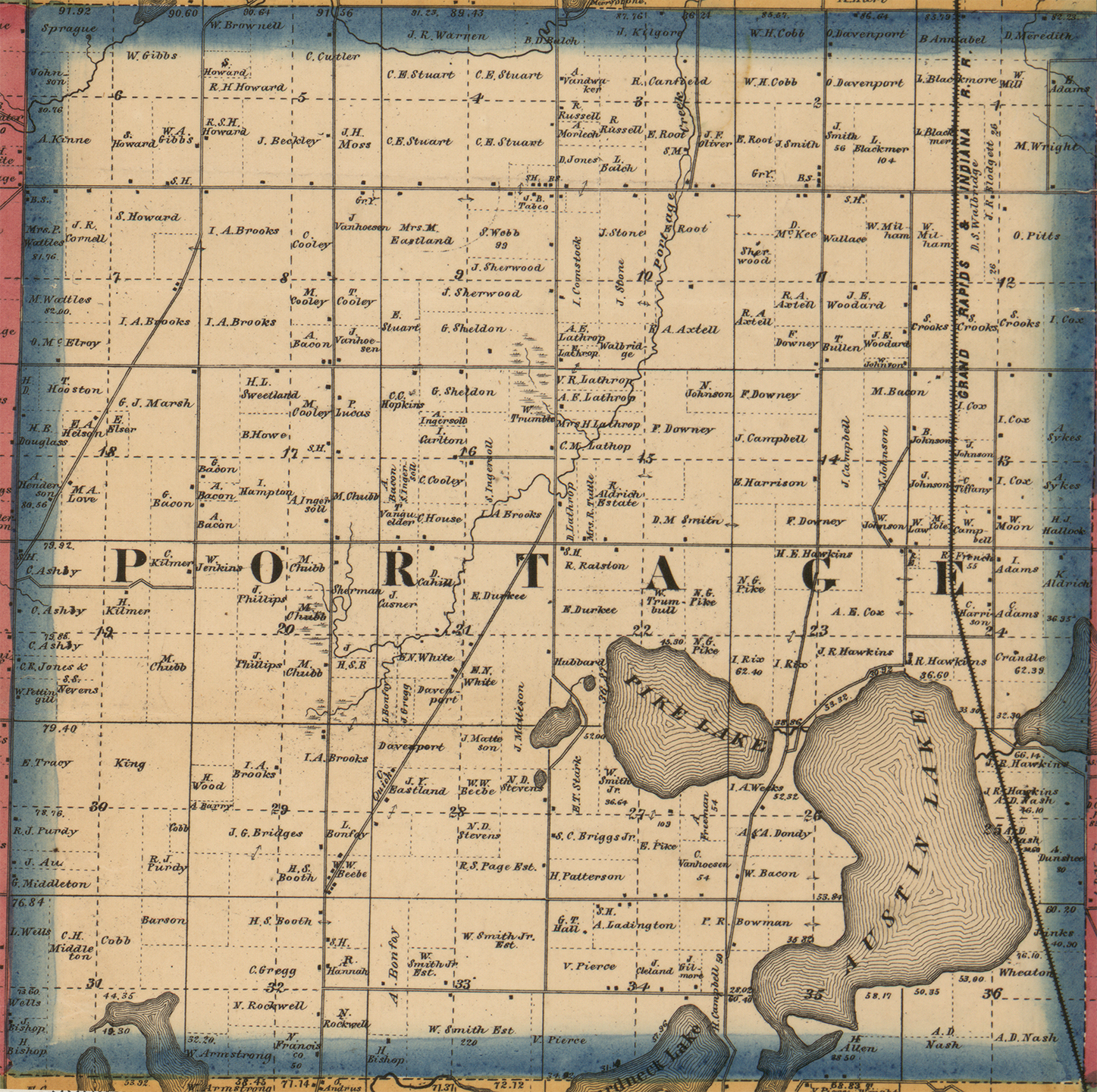 1861 Portage Township Michigan landownership map