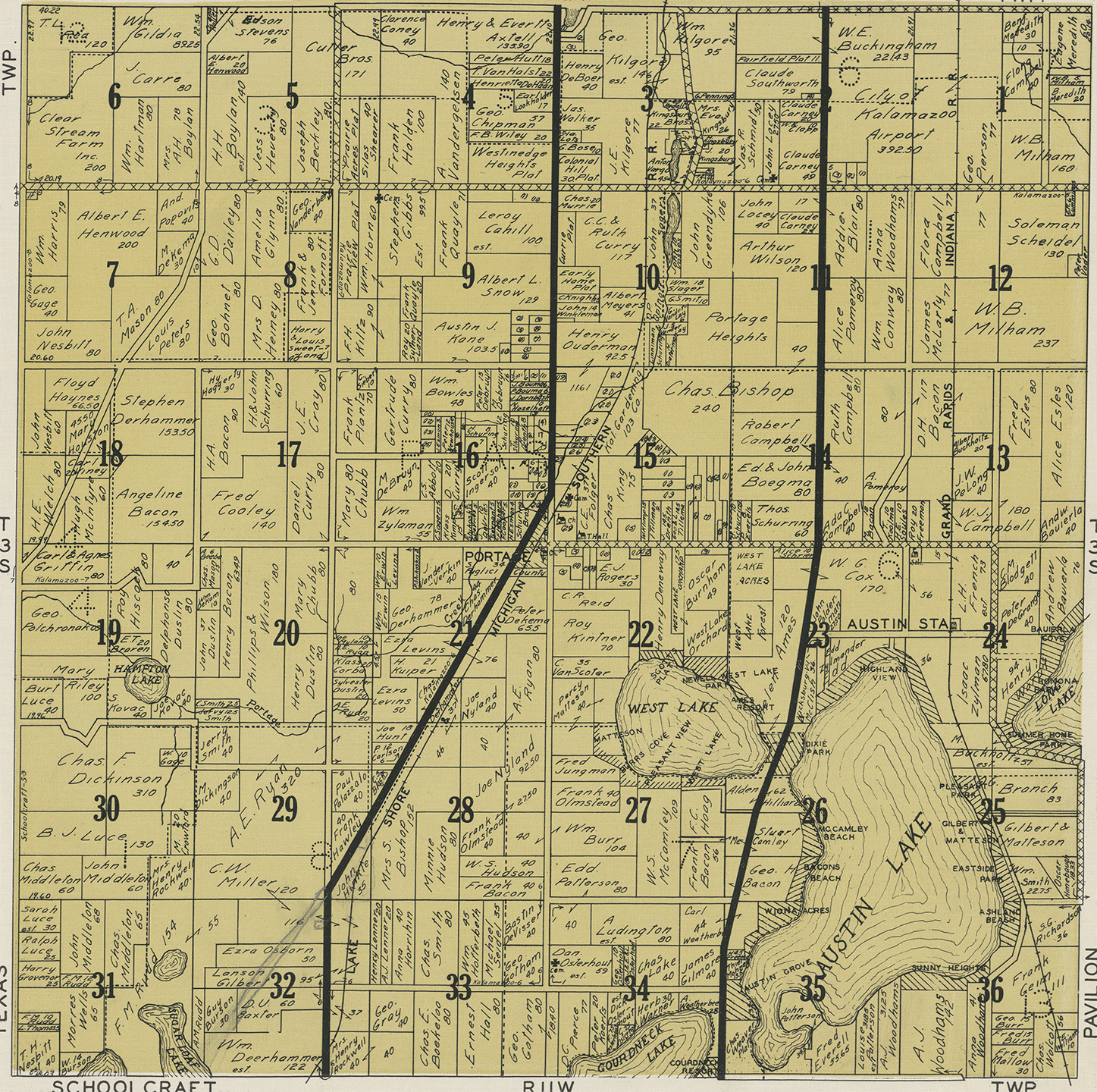 1928 Portage Township Michigan landownership map