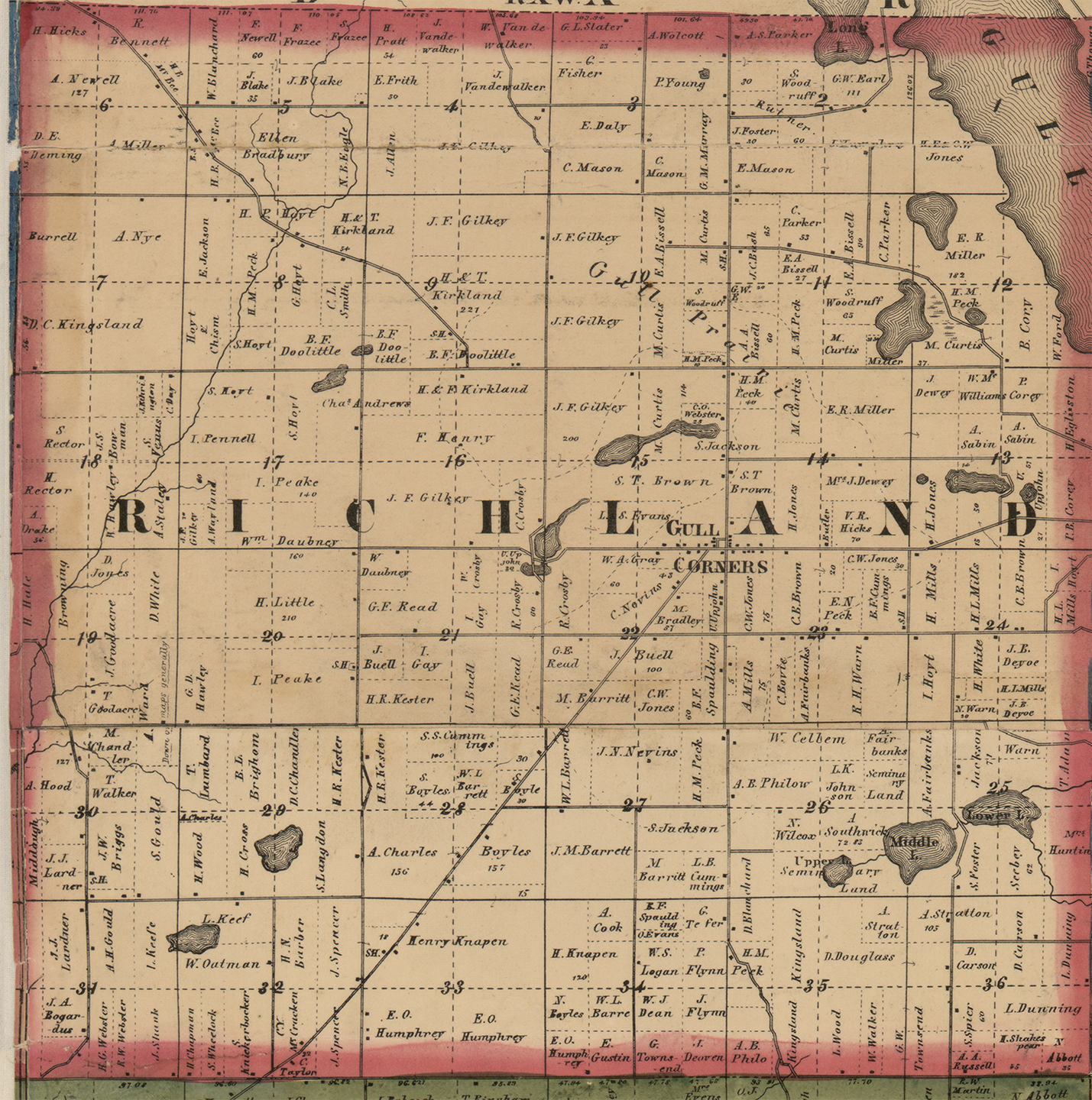 1861 Richland Township Michigan landownership map