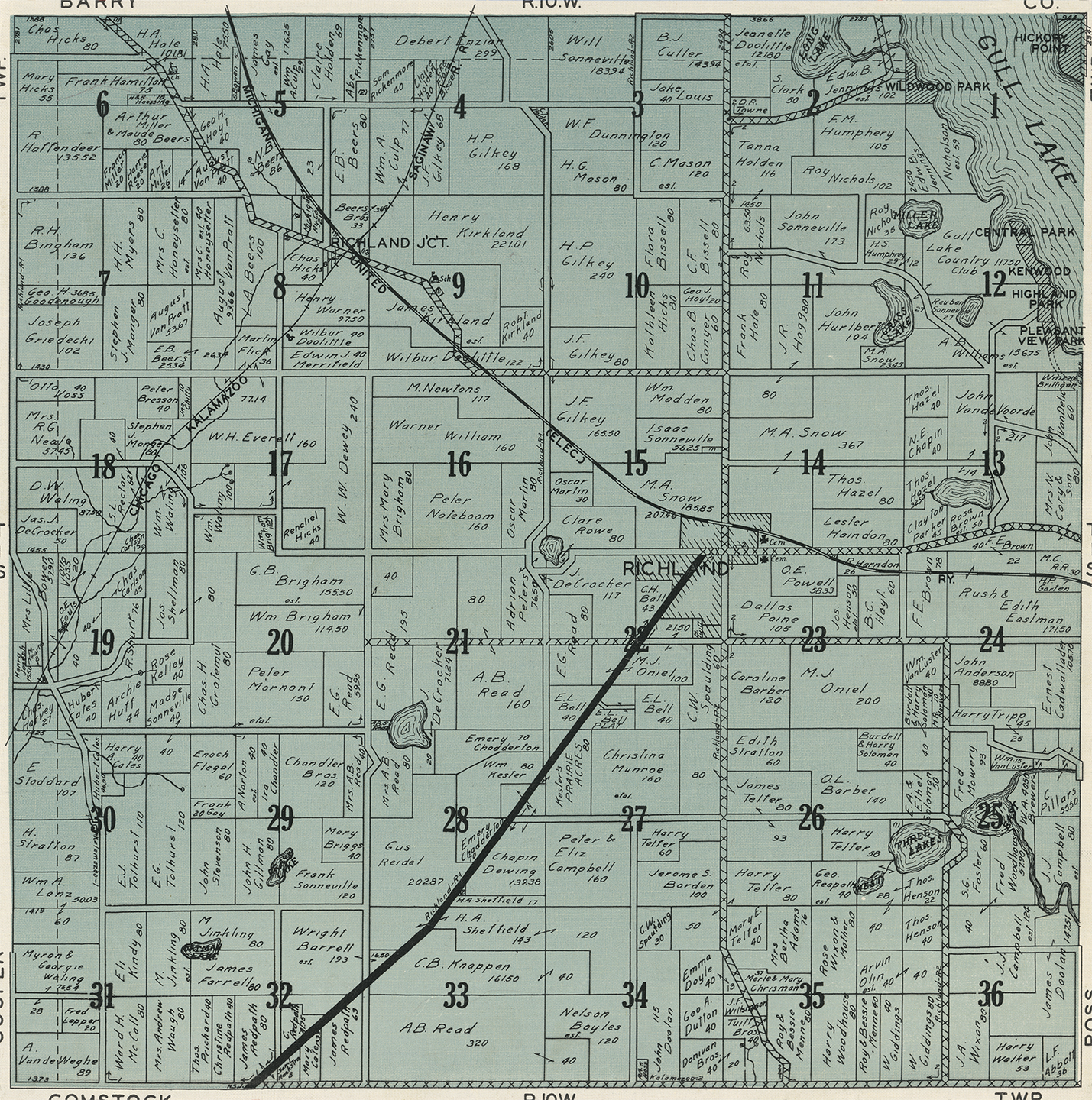 1928 Richland Township Michigan landownership map