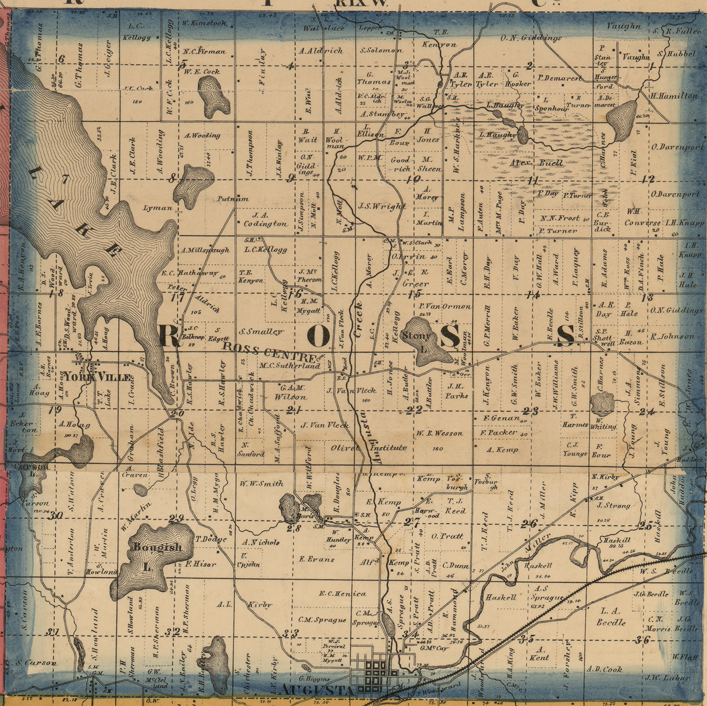 1861 Ross Township Michigan landownership map