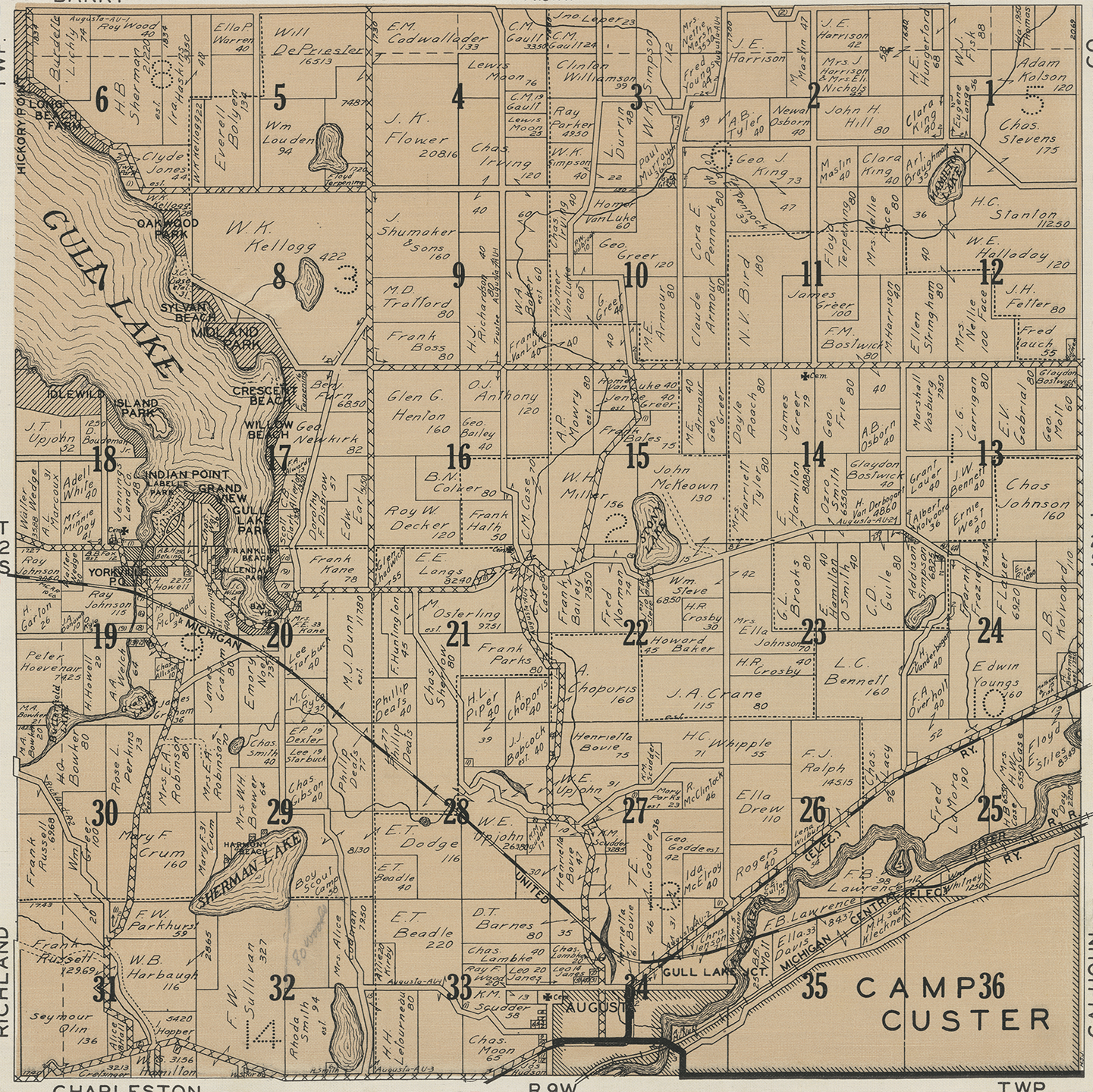 1928 Ross Township Michigan landownership map
