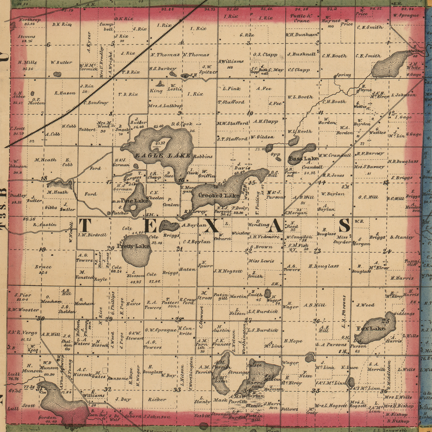 1861 Texas Township Michigan landownership map