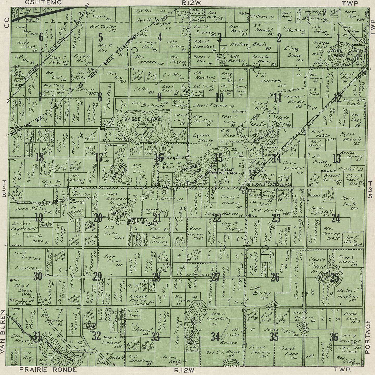 1928 Texas Township Michigan landownership map