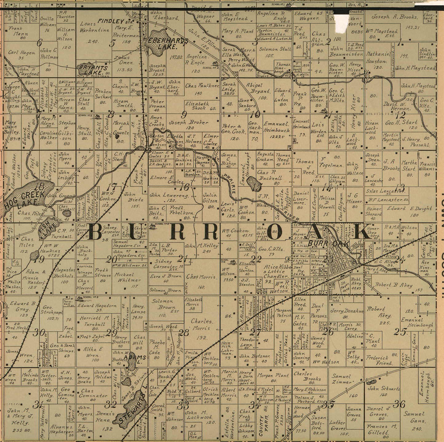 1897 Burr Oak Township Michigan landownership map