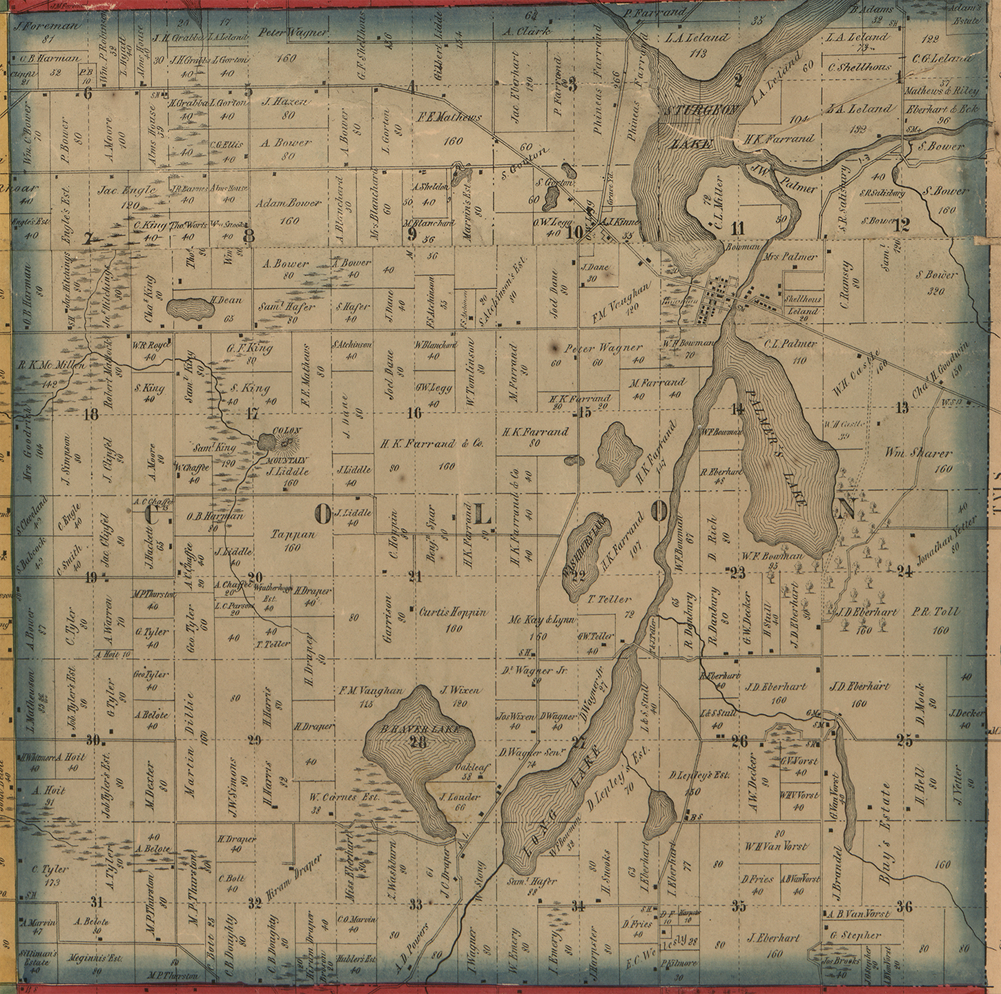 1858 Colon Township Michigan landownership map