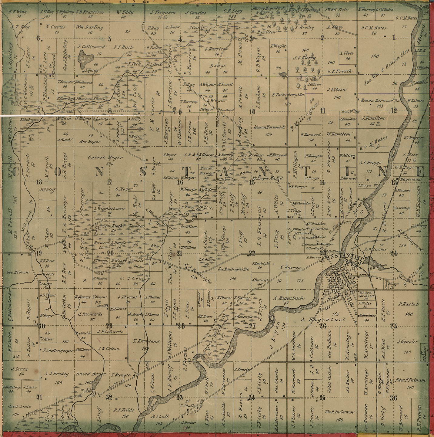1858 Constantine Township Michigan landownership map
