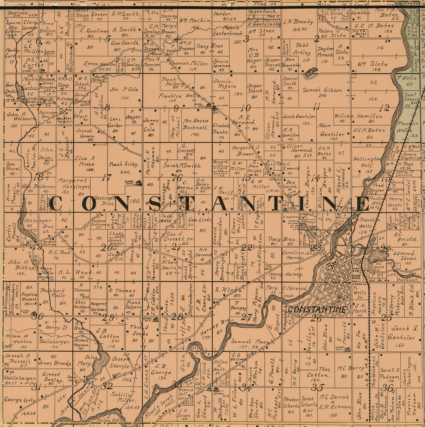 1897 Constantine Township Michigan landownership map