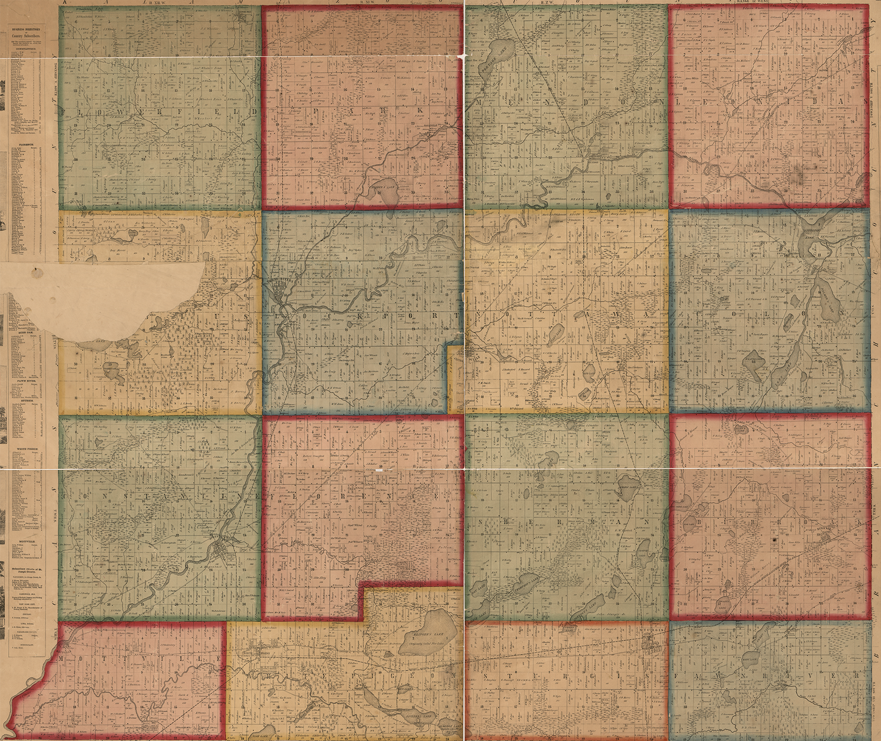 1858 St. Joseph County Michigan landownership map