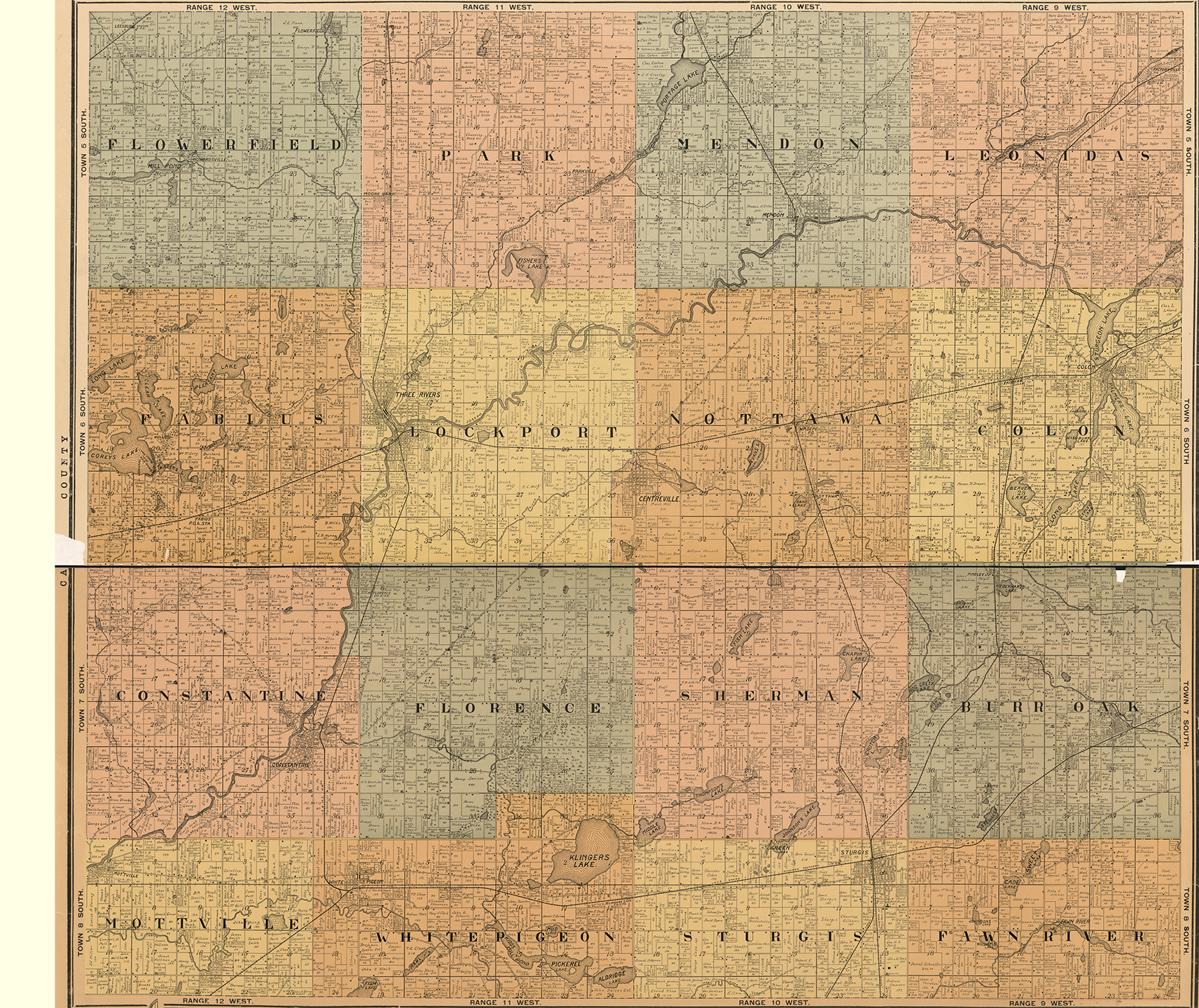 1897 St. Joseph County Michigan landownership map