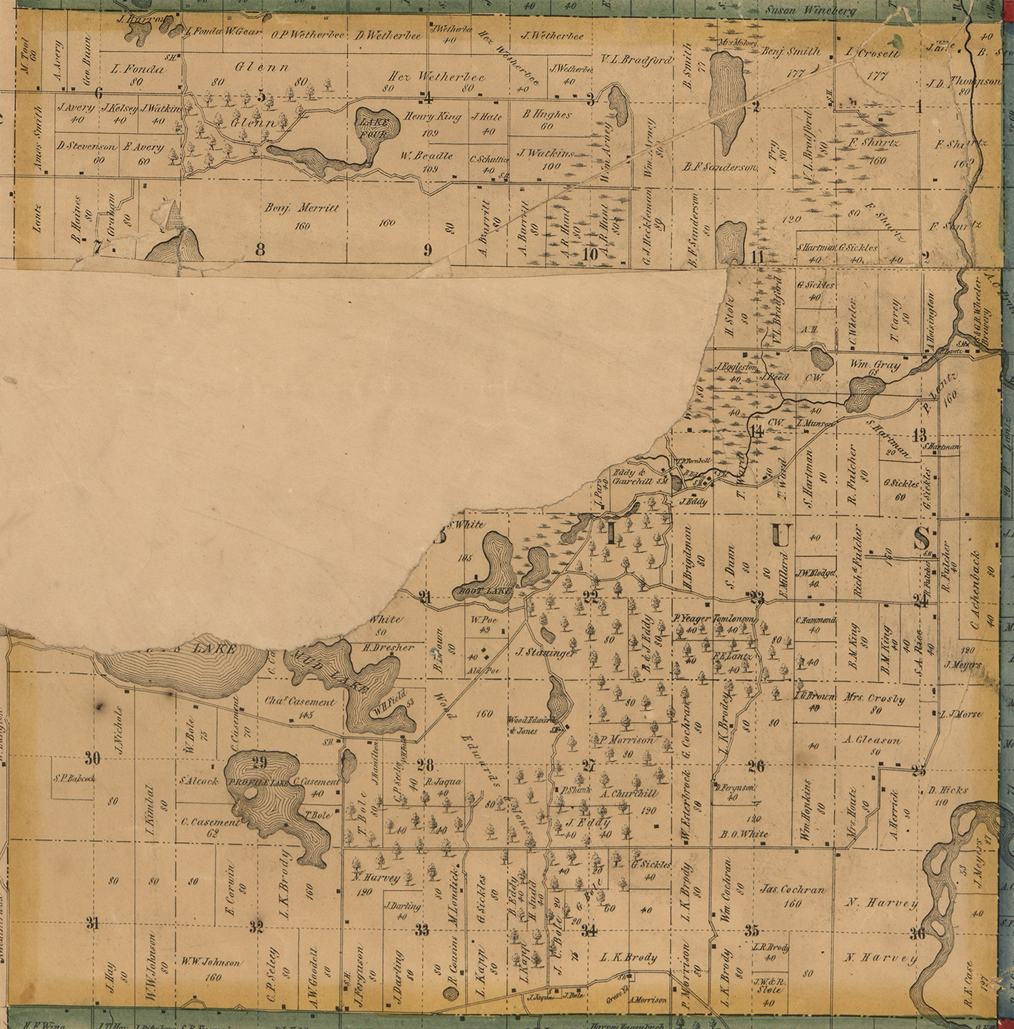 1858 Fabius Township Michigan landownership map