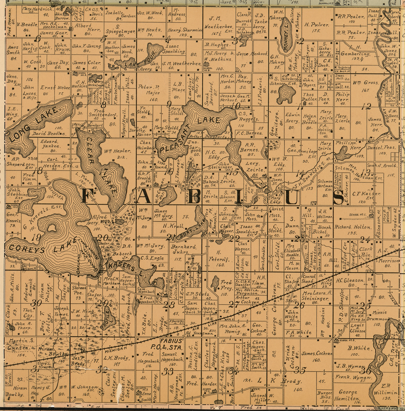 1897 Fabius Township Michigan landownership map