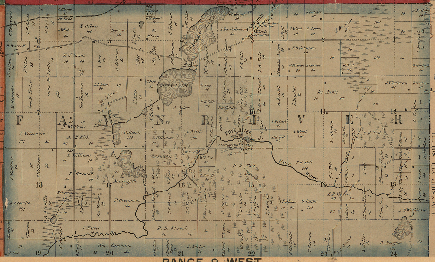 1858 Fawn River Township Michigan landownership map